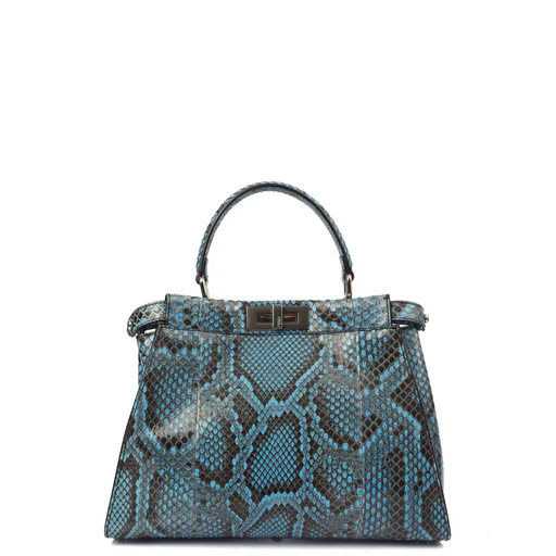 Picture of Fendi Top Handle Peekaboo - Medium in Blue, Python Leather