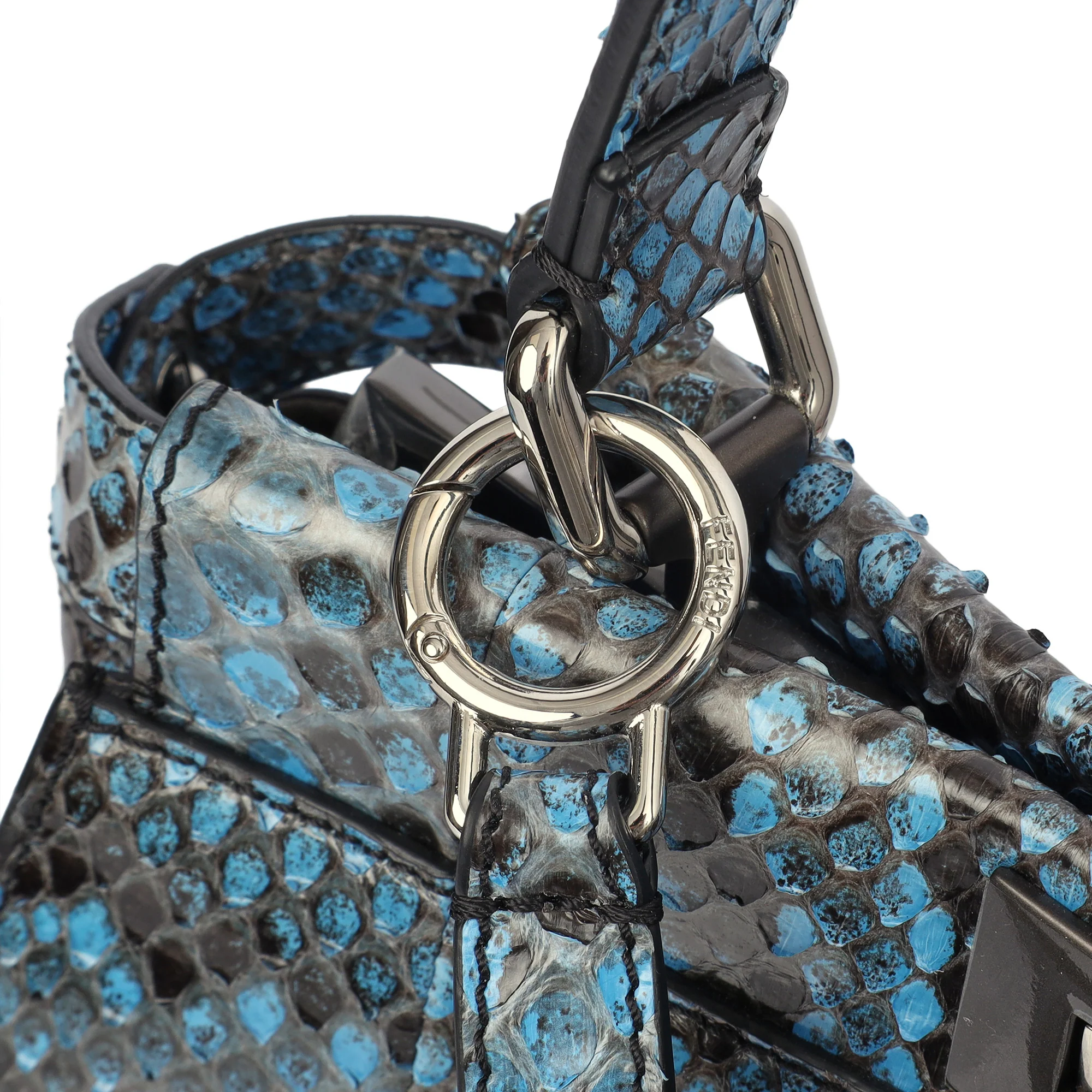 Picture of Fendi Top Handle Peekaboo - Medium in Blue, Python Leather