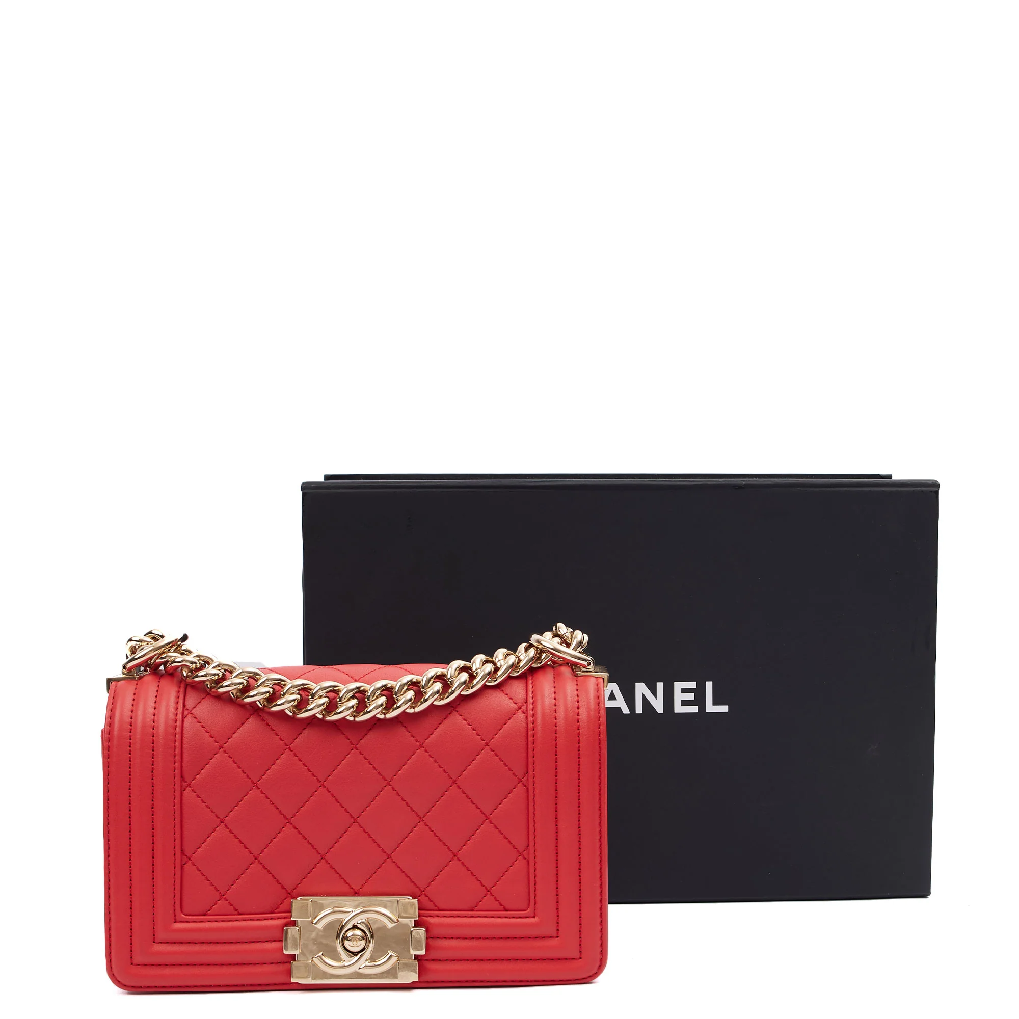 Picture of Chanel Cross Body Boy - Small in Red, Leather
