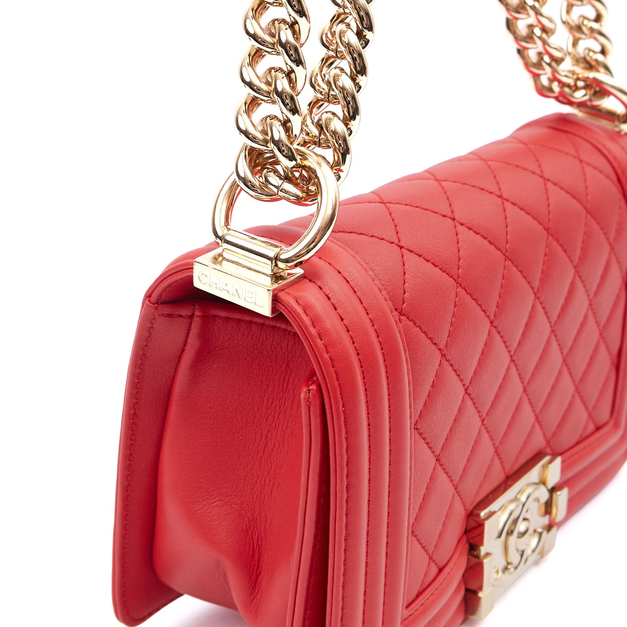 Picture of Chanel Cross Body Boy - Small in Red, Leather