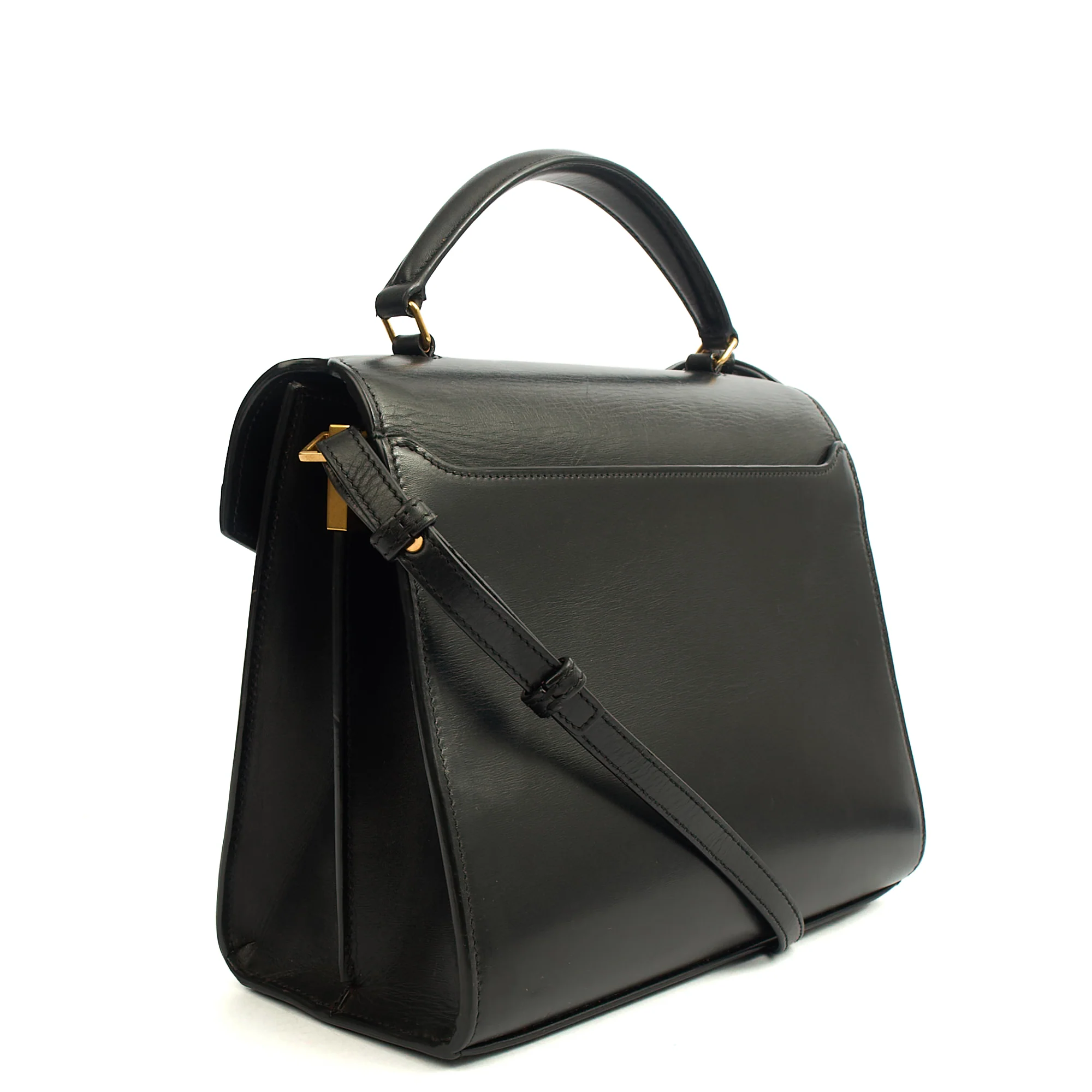 Picture of Saint Laurent Top Handle Cassandra Top Handle - Medium in Black, Leather