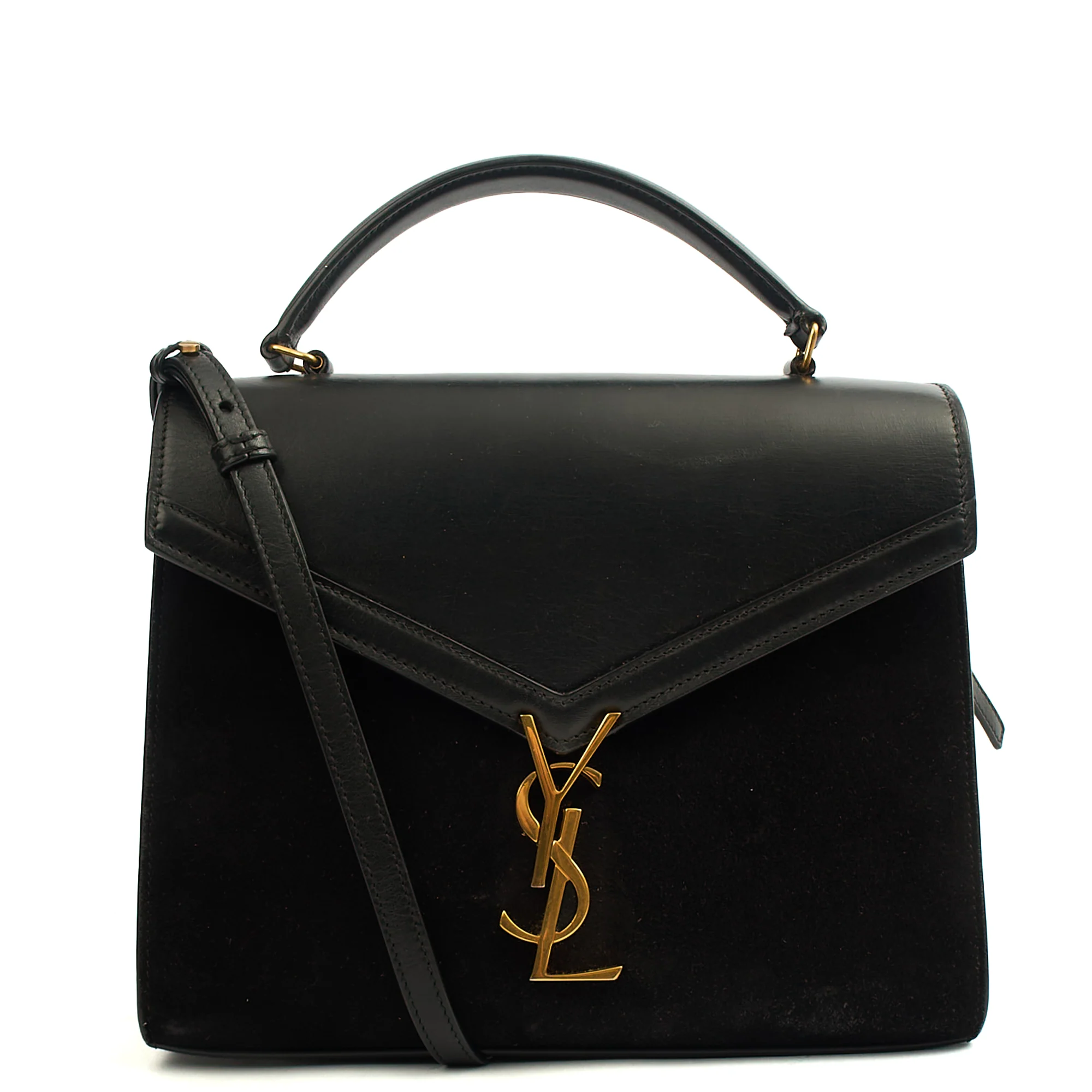 Picture of Saint Laurent Top Handle Cassandra Top Handle - Medium in Black, Leather