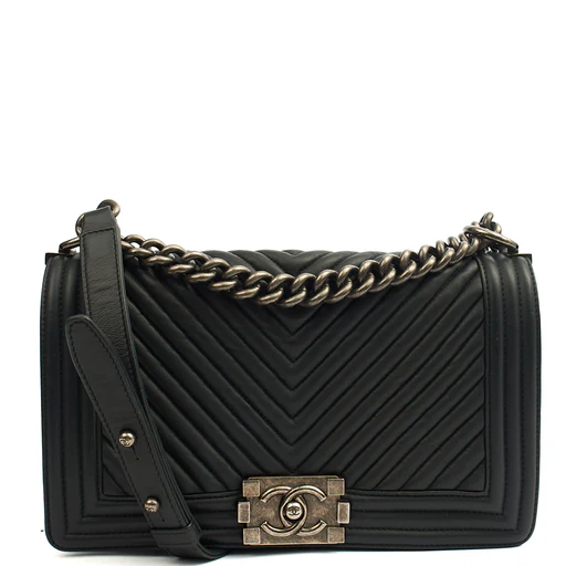 Picture of Chanel Cross Body Chevron Boy in Grey, Leather