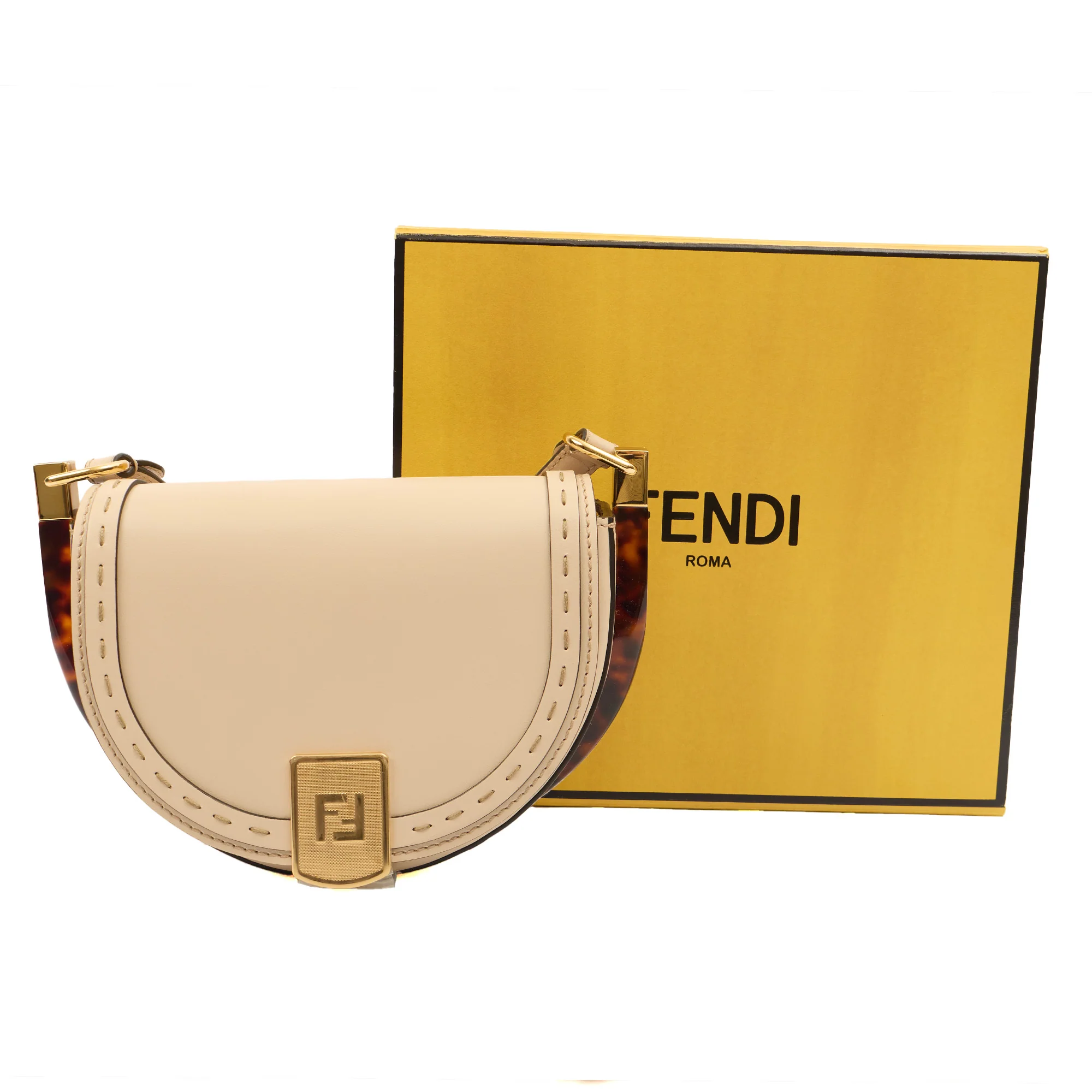 Picture of Fendi Cross Body Moonlight in Neutral, Leather