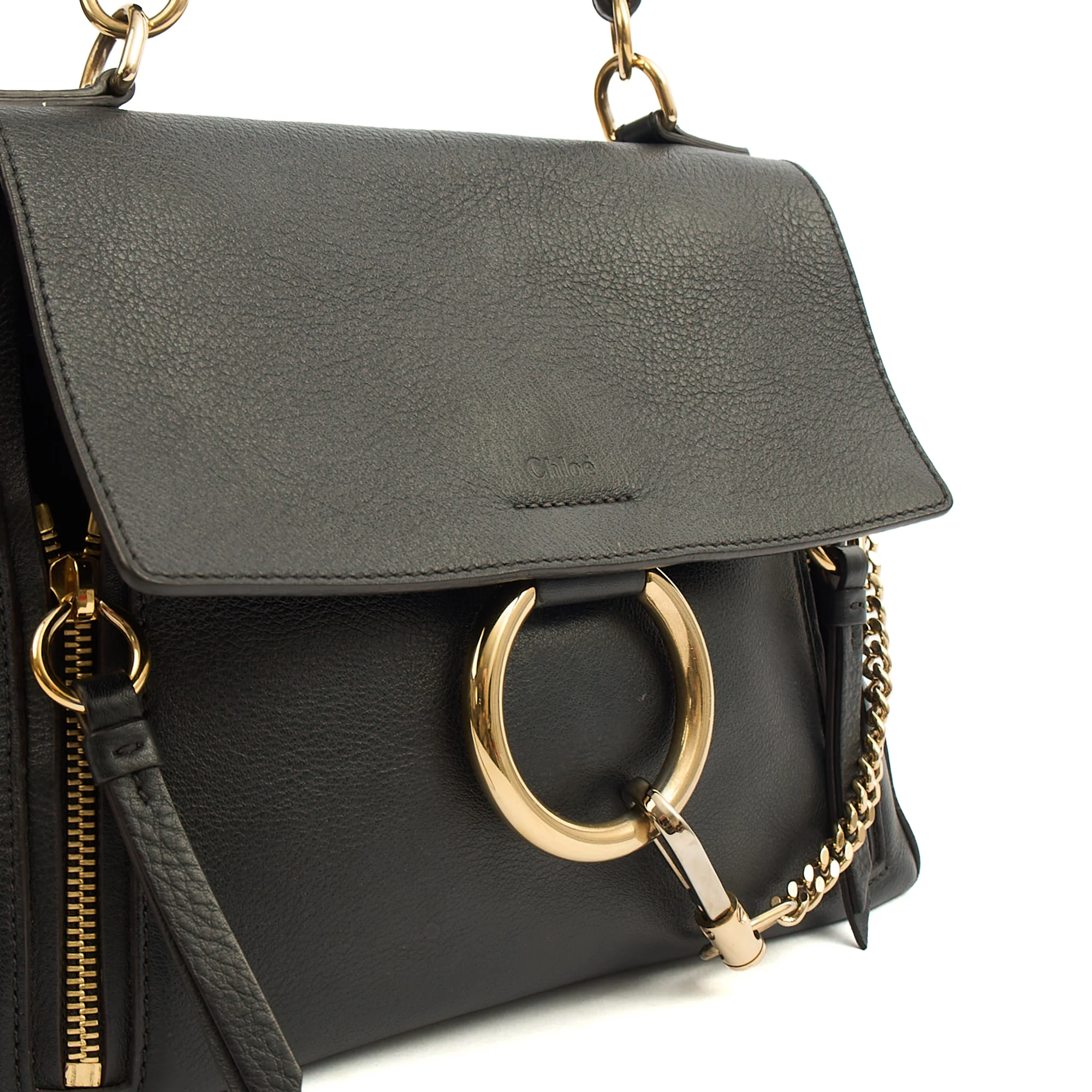 Picture of Chloe Top Handle Faye - Medium in Black, Calfskin Leather