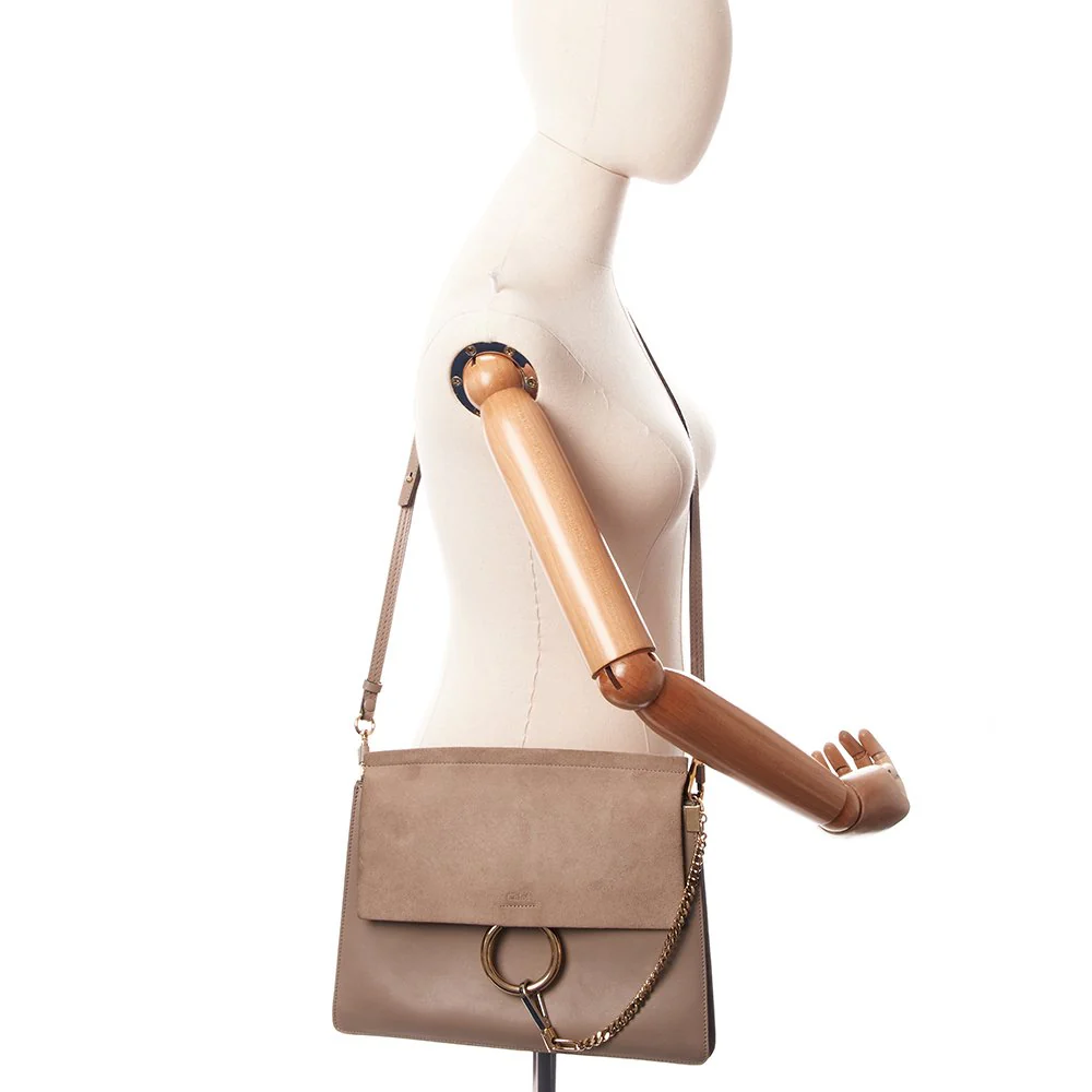 Picture of Chloe Shoulder Bag Faye Shoulder Bag in Grey, Calfskin Leather