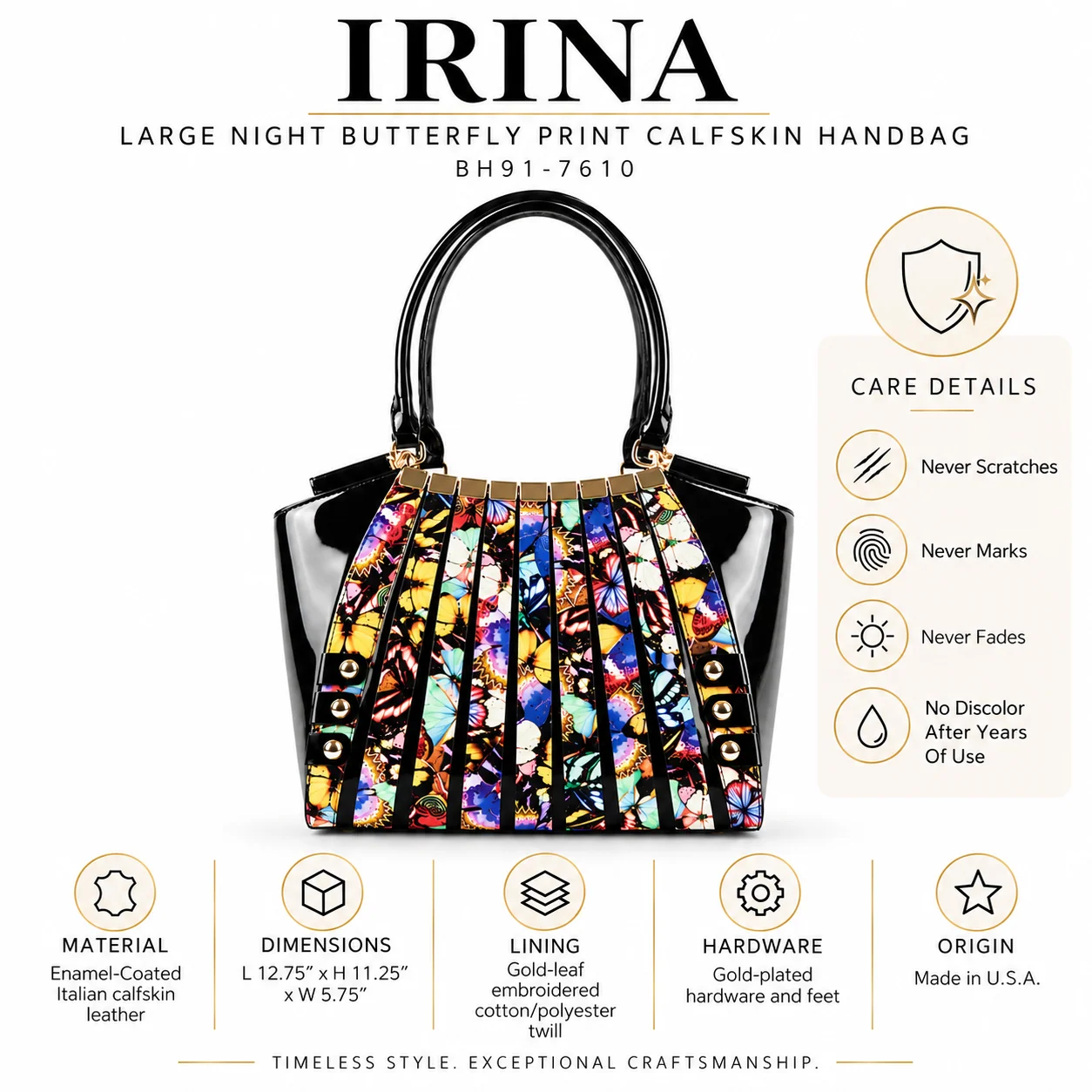 Irina Signature Series II Large Night Butterfly Calfskin Handbag – BH91-7610