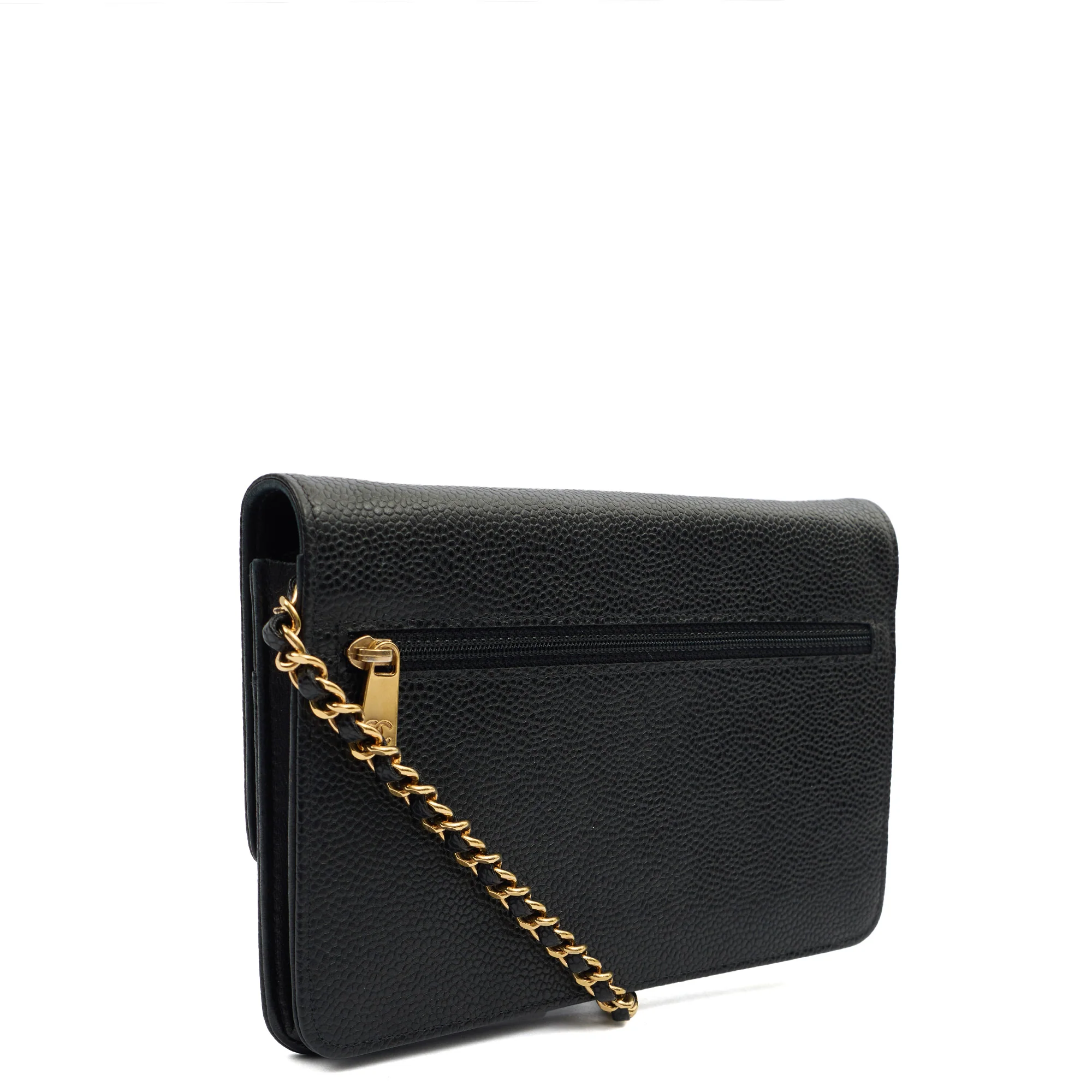 Picture of Chanel Cross Body Wallet on Chain in Black, Caviar Leather