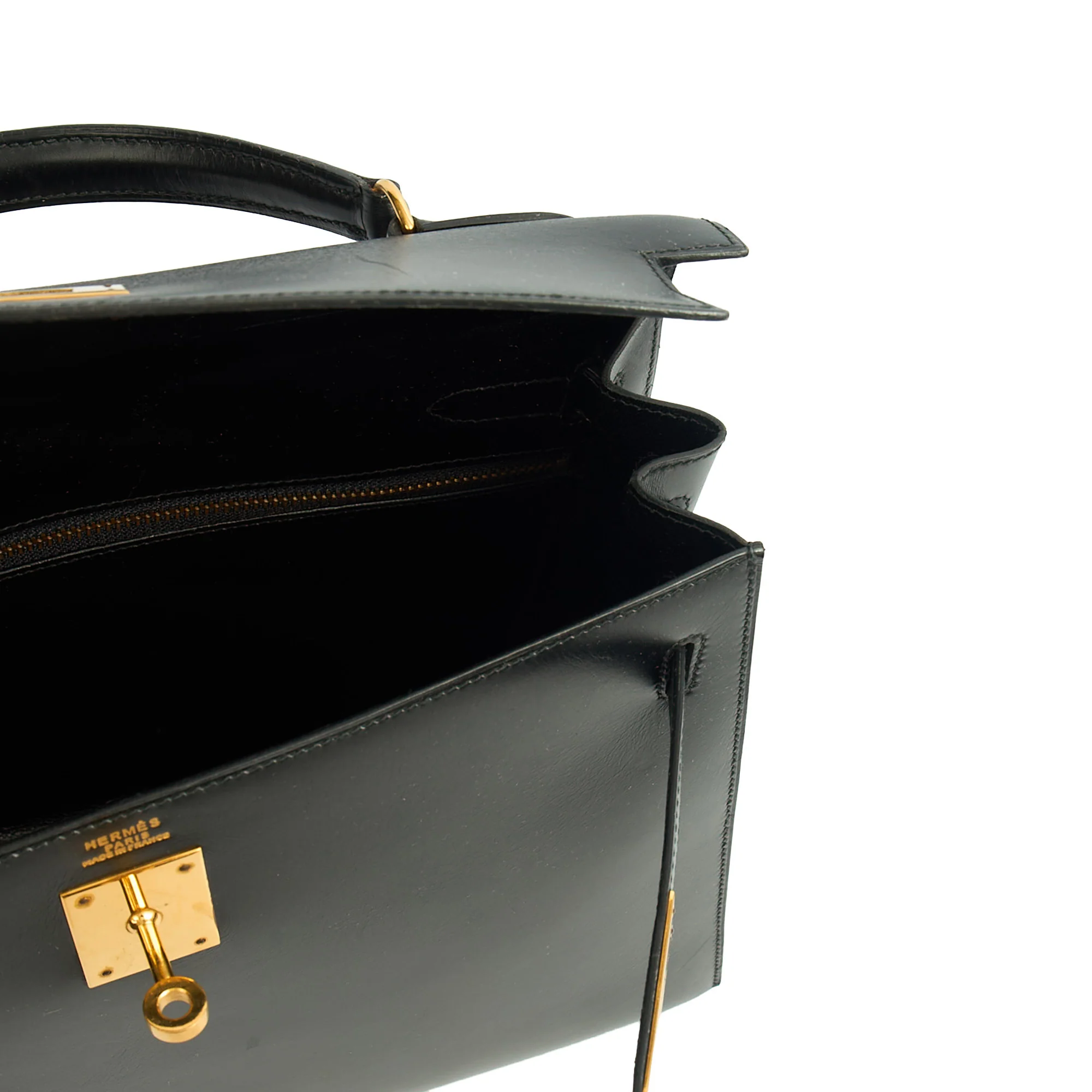 Picture of Hermes Top Handle Kelly 32 in Black, Box Calf Leather