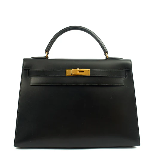 Picture of Hermes Top Handle Kelly 32 in Black, Box Calf Leather