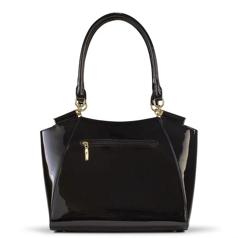 Diana Black Leopard Print Calfskin Handbag back view