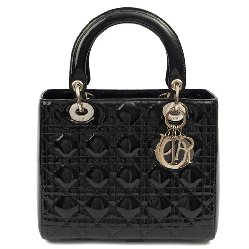 Picture of Christian Dior Top Handle Lady Dior - Medium in Black, Patent Leather