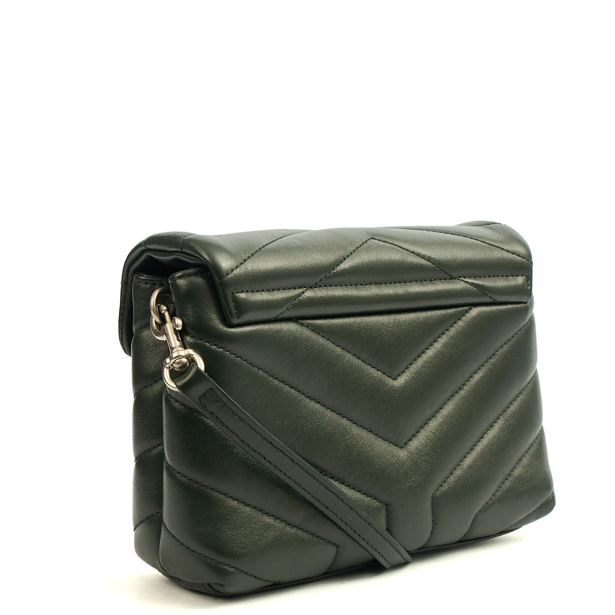 Picture of Saint Laurent Cross Body LouLou - Toy in Dark Green, Calfskin Leather