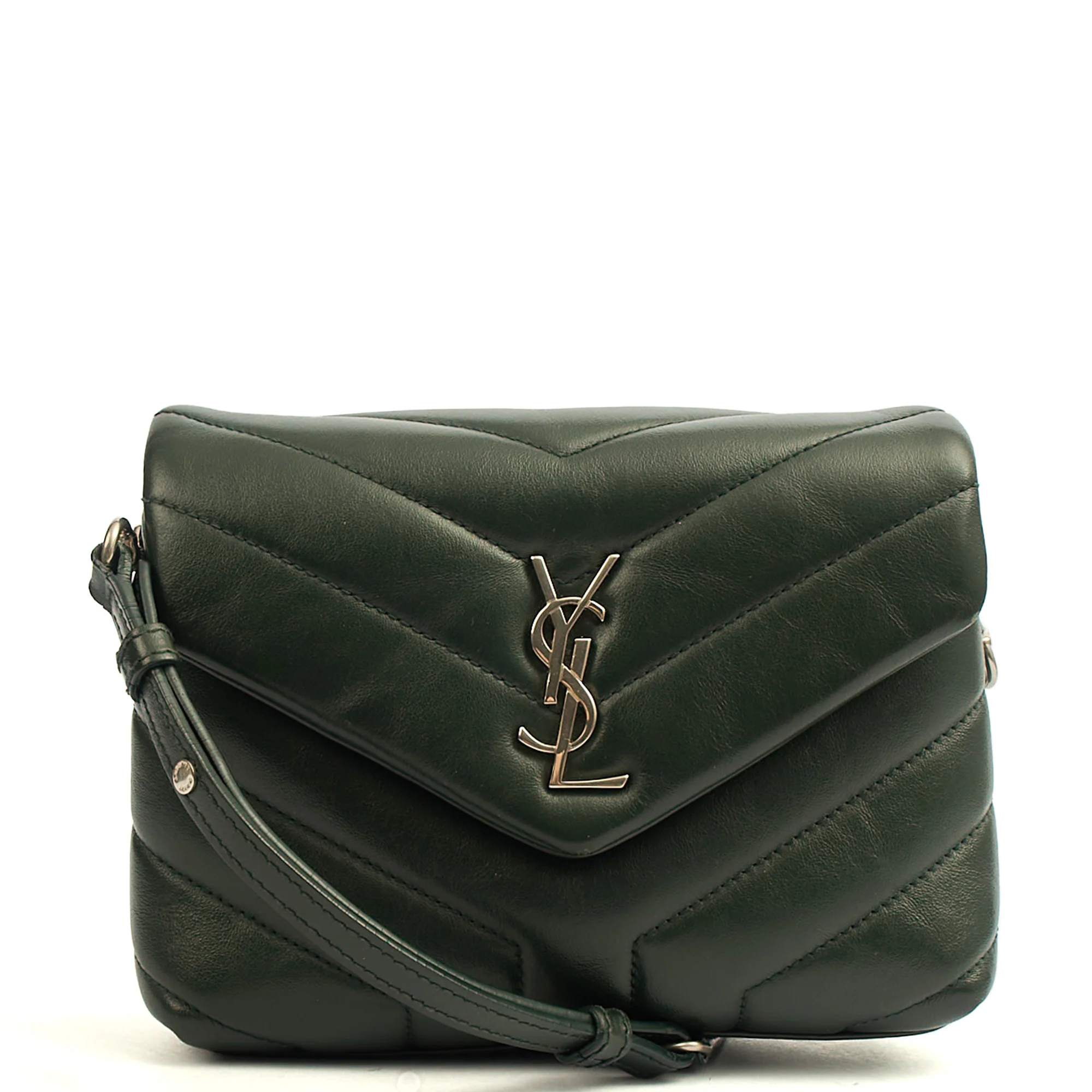 Picture of Saint Laurent Cross Body LouLou - Toy in Dark Green, Calfskin Leather