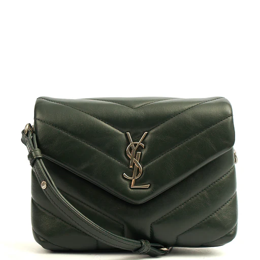 Picture of Saint Laurent Cross Body LouLou - Toy in Dark Green, Calfskin Leather
