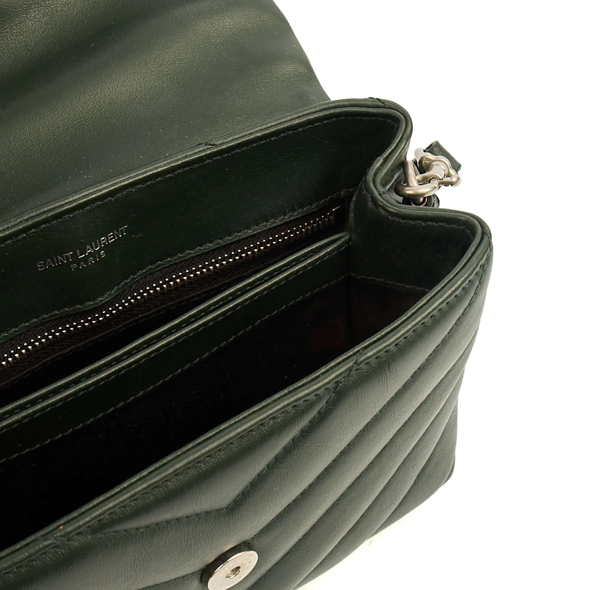 Picture of Saint Laurent Cross Body LouLou - Toy in Dark Green, Calfskin Leather