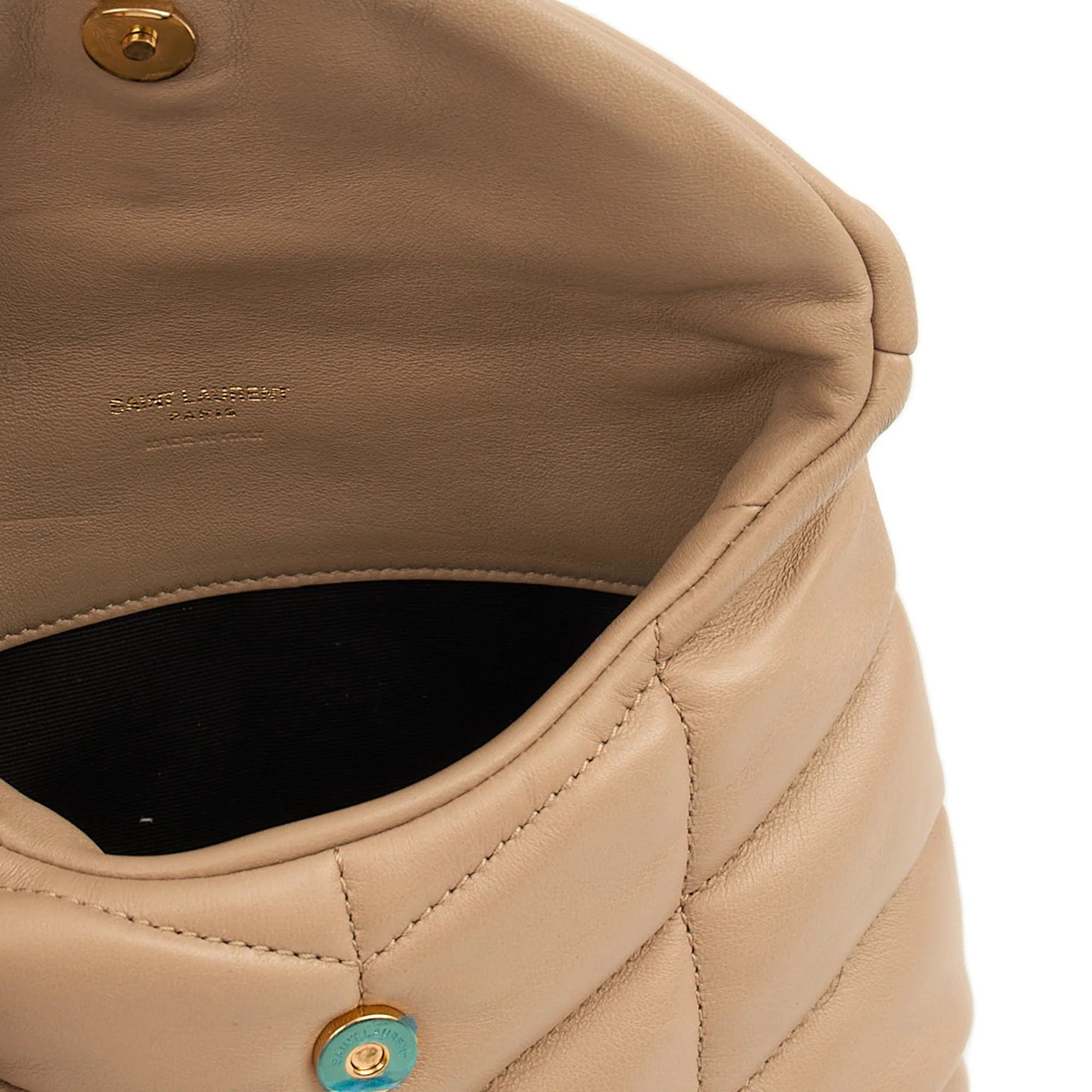 Picture of Saint Laurent Cosmetic Bag Puffer Pouch - Small in Neutral, Leather