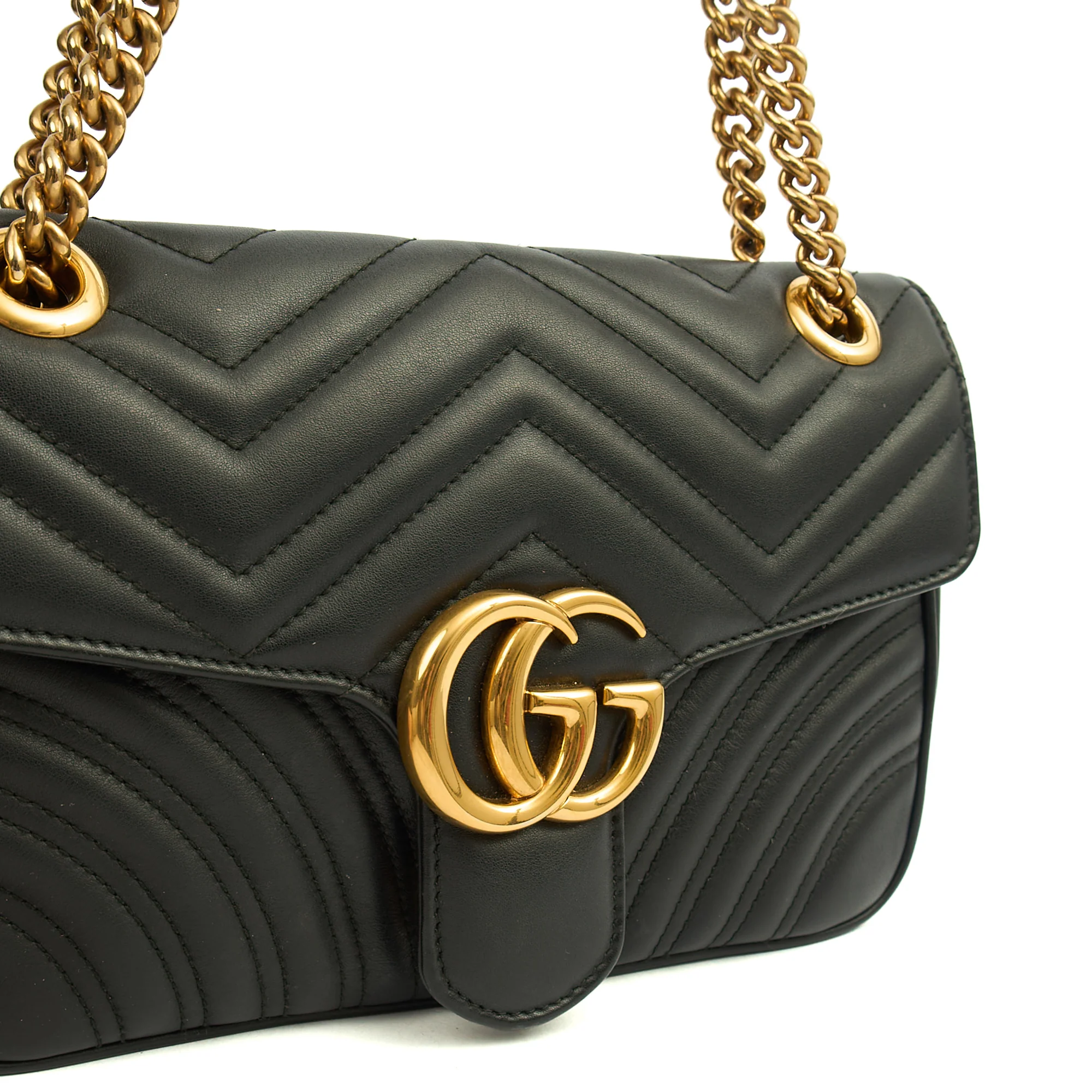 Picture of Gucci Cross Body Marmont Shoulder Flap Bag - Small in Black, Leather