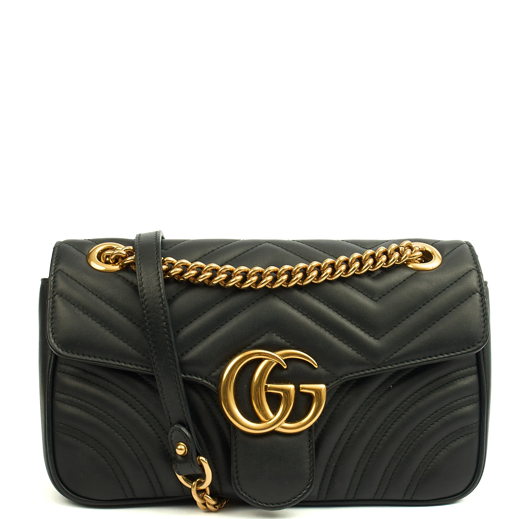 Picture of Gucci Cross Body Marmont Shoulder Flap Bag - Small in Black, Leather