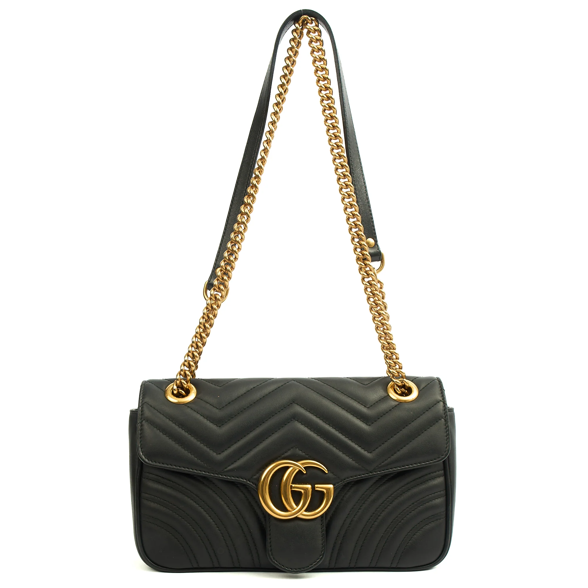 Picture of Gucci Cross Body Marmont Shoulder Flap Bag - Small in Black, Leather