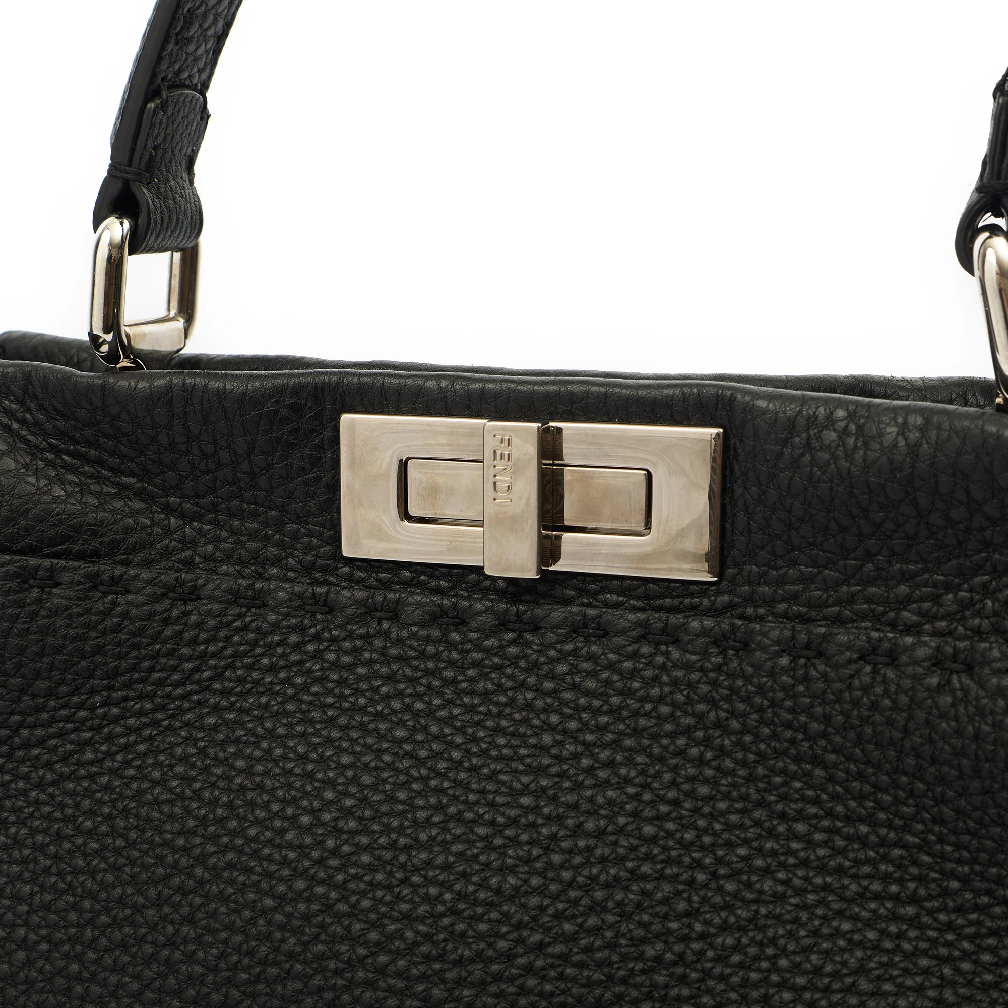 Picture of Fendi Tote Peekaboo - Medium in Black, Leather