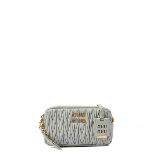 Picture of Miu Miu Cross Body Matelasse Crossbody in Blue, Leather