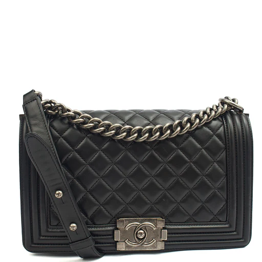 Picture of Chanel Shoulder Bag Boy - Medium in Black, Lambskin Leather