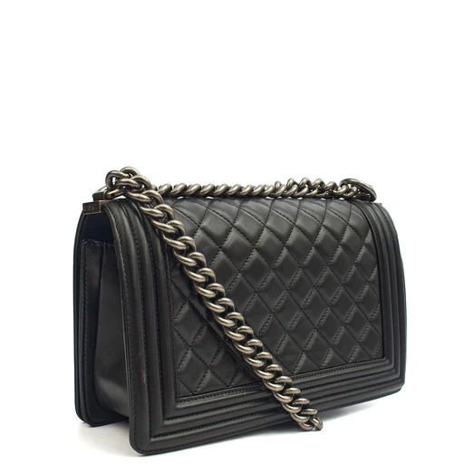 Picture of Chanel Shoulder Bag Boy - Medium in Black, Lambskin Leather
