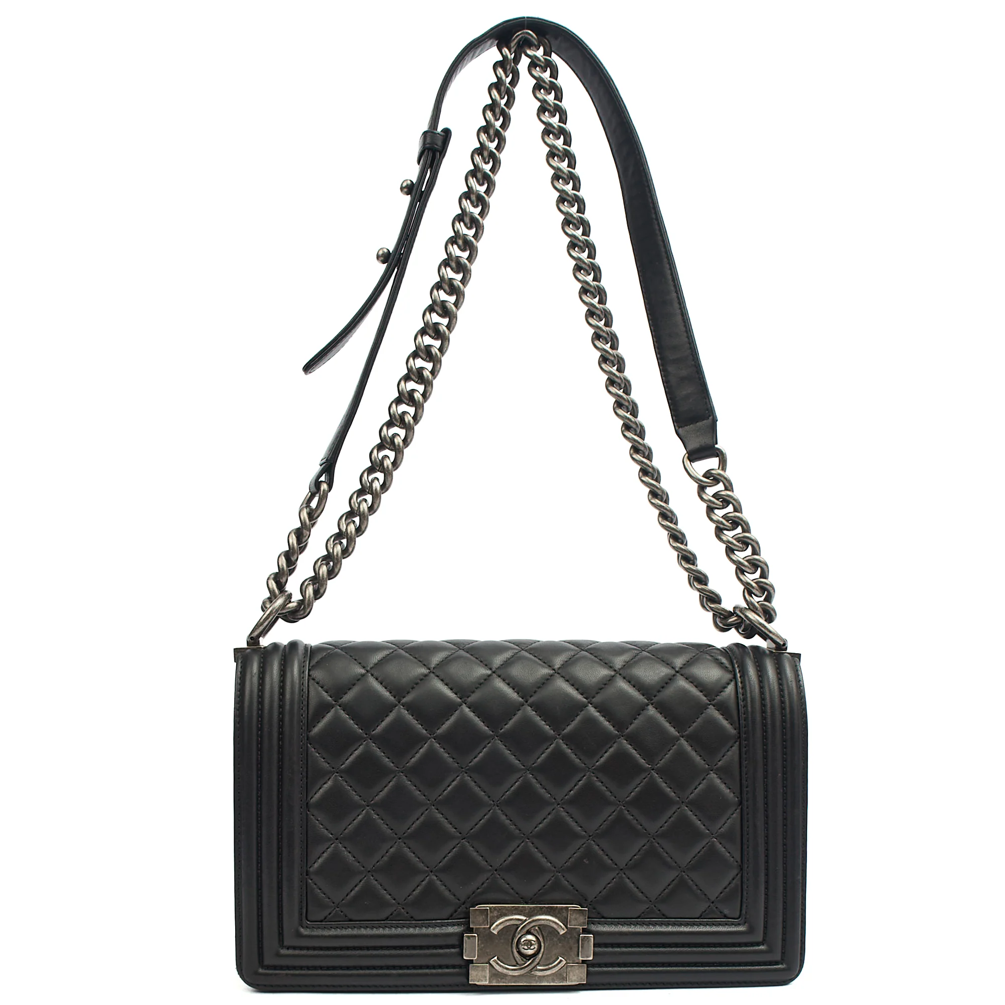 Picture of Chanel Shoulder Bag Boy - Medium in Black, Lambskin Leather
