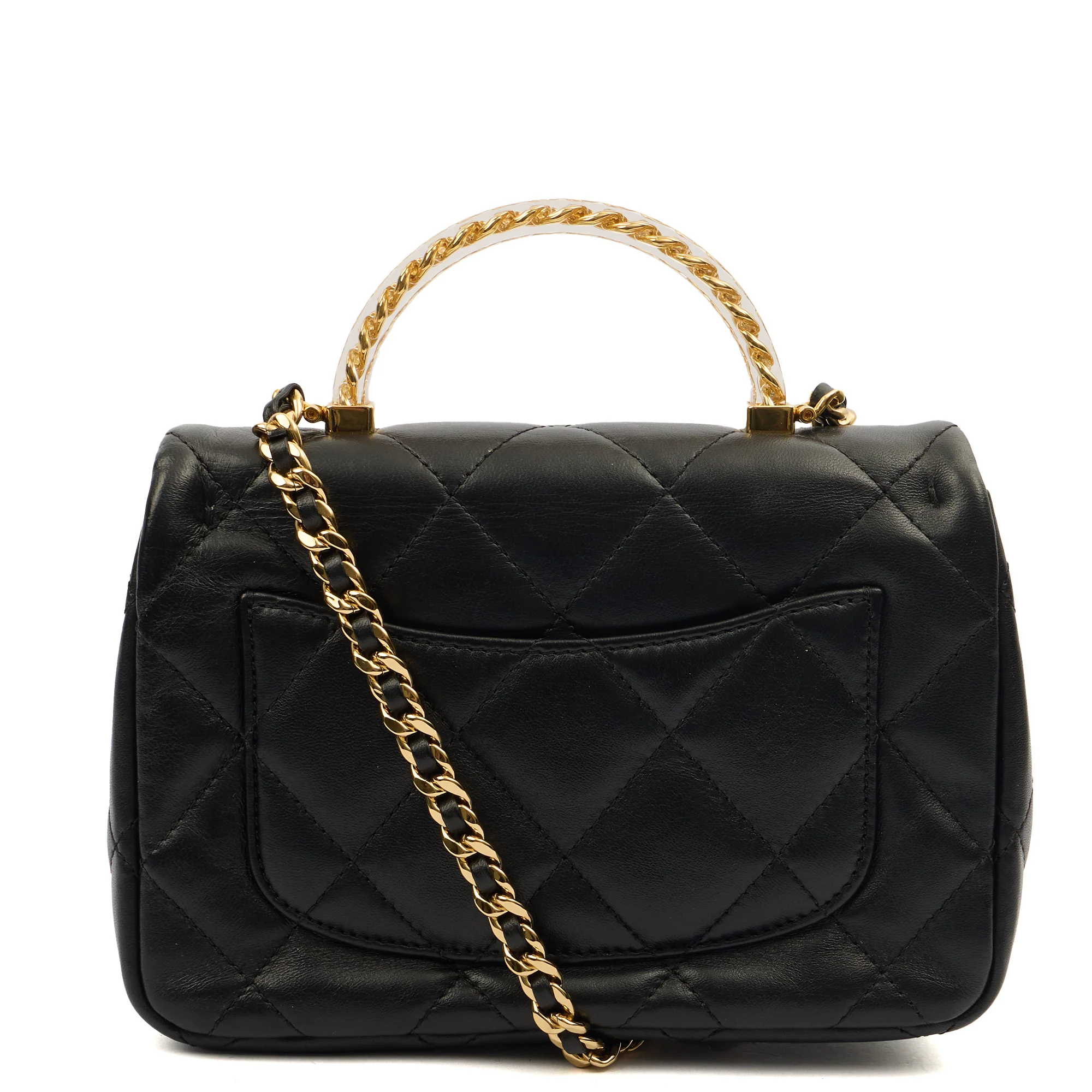 Picture of Chanel Top Handle Flap Bag with Top Handle - Small in Black, Lambskin Leather