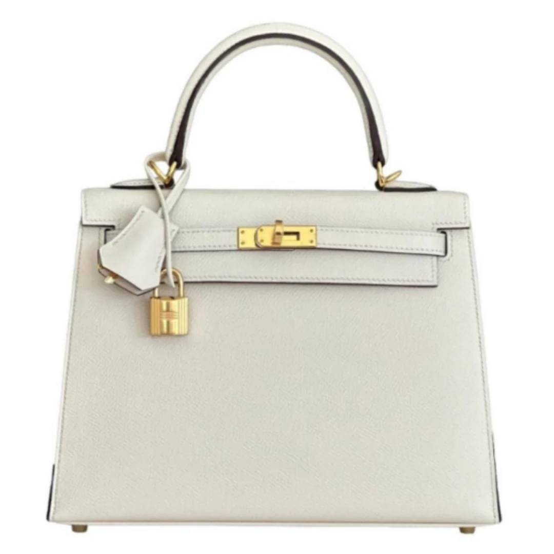 Hermès Kelly 25 Embossed Calfskin Leather – Cream - Pre-Owned Authentic