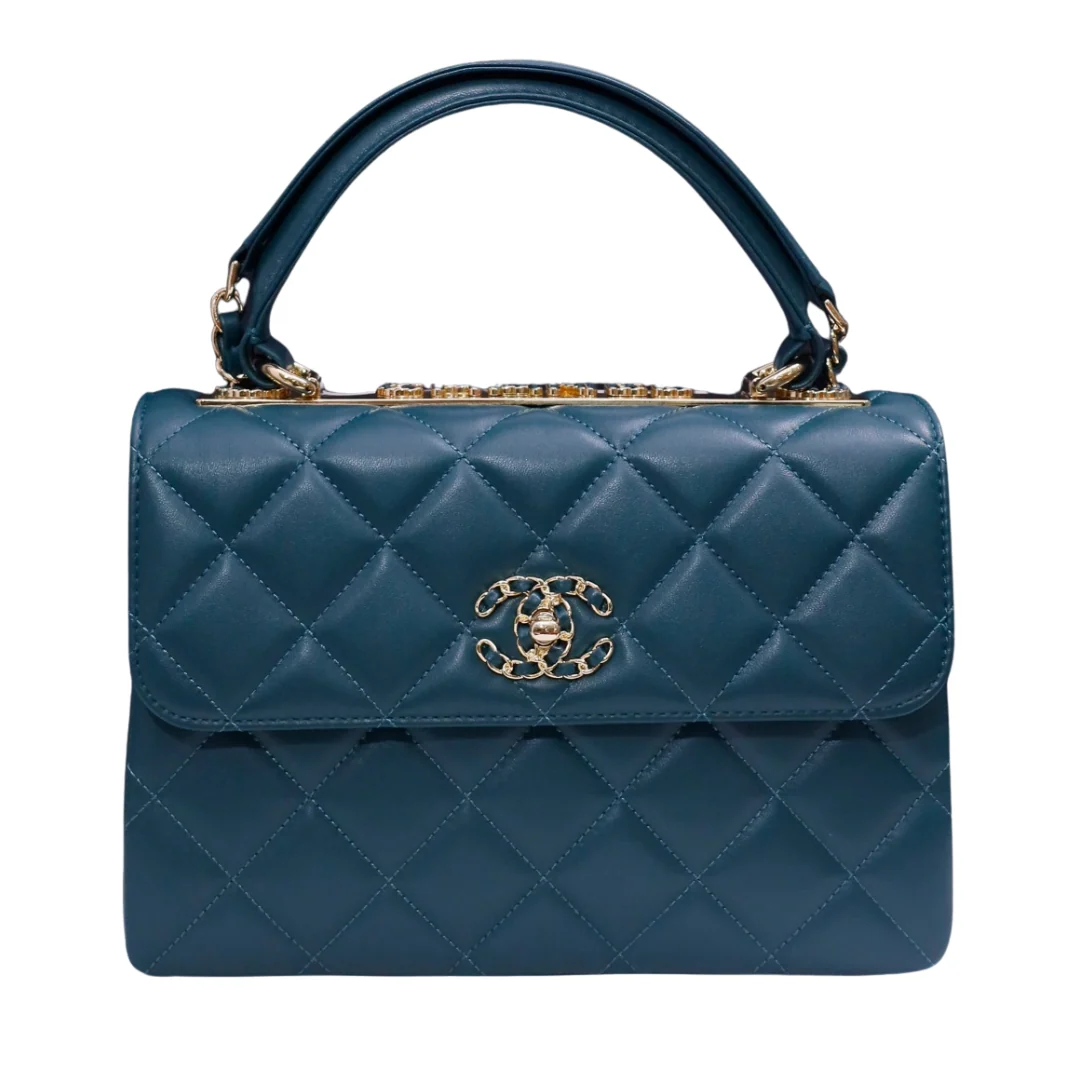 Chanel 25cm Trendy Large Bag Dark Green with Crystals - Pre-Owned Authentic