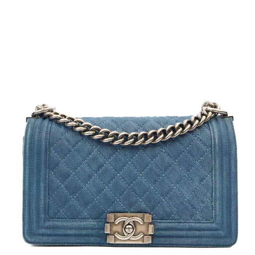 Picture of Chanel Shoulder Bag Boy - Medium in Blue, Fabric