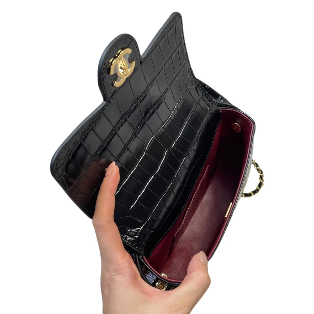 Chanel AS6424 Mini Top Handle Flap Bag in Black