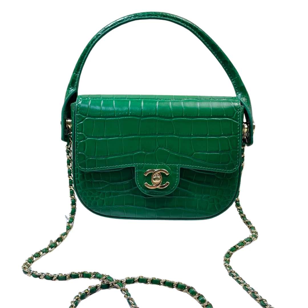 Chanel AS6424 Mini Top Handle Flap Bag in Green