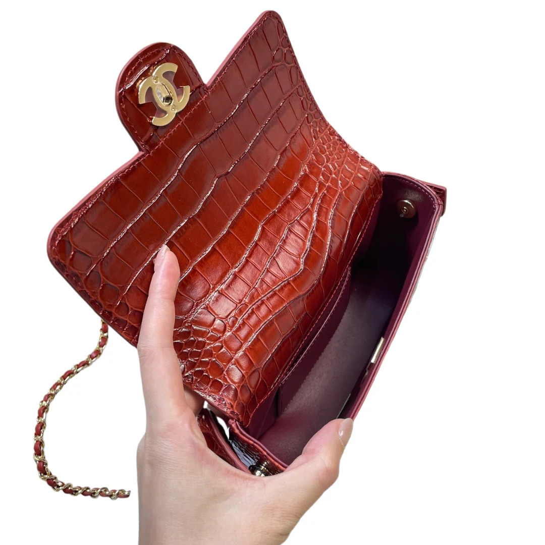 Chanel AS6424 Mini Top Handle Flap Bag in Red