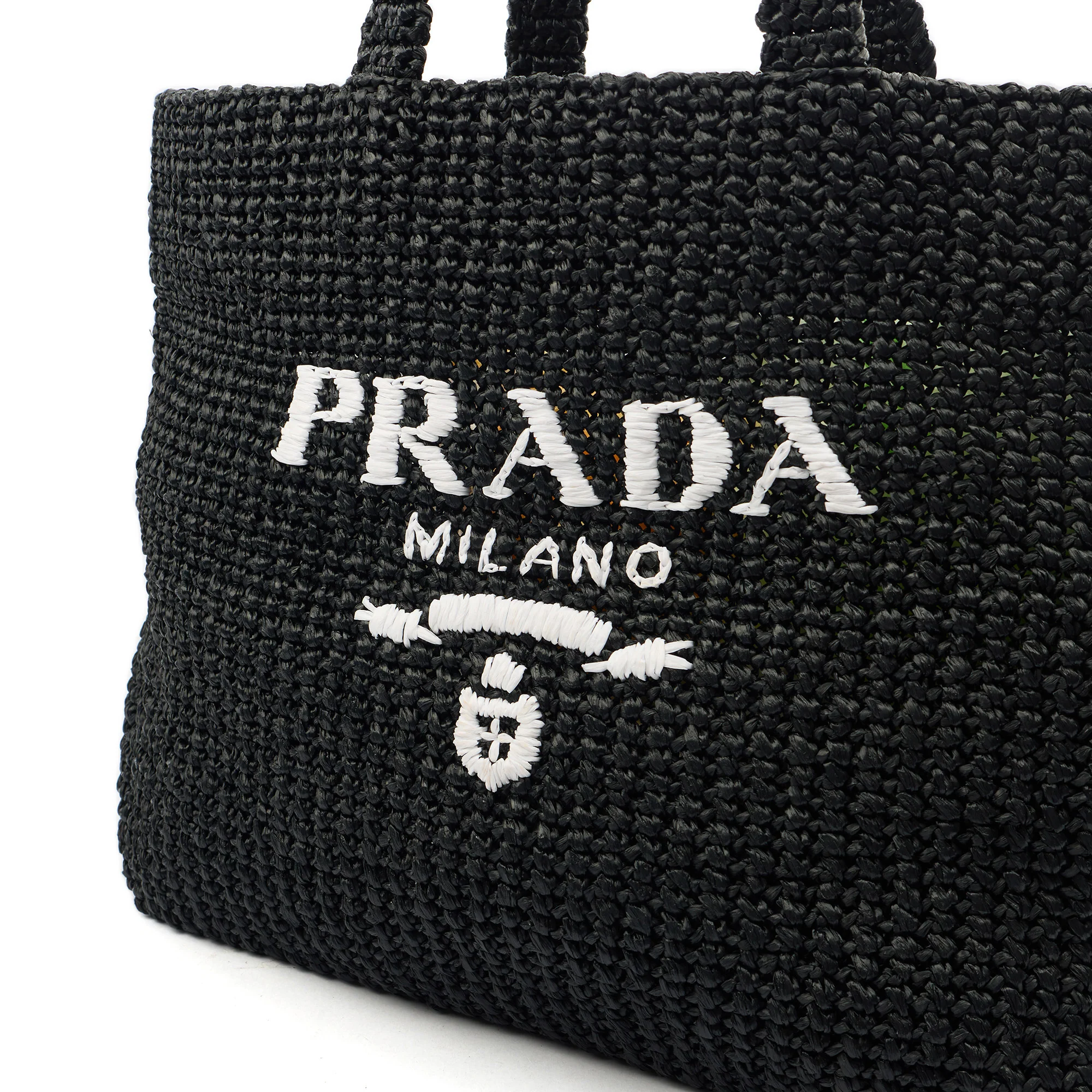 Picture of Prada Tote Raffia Summer Tote in Black, Fabric