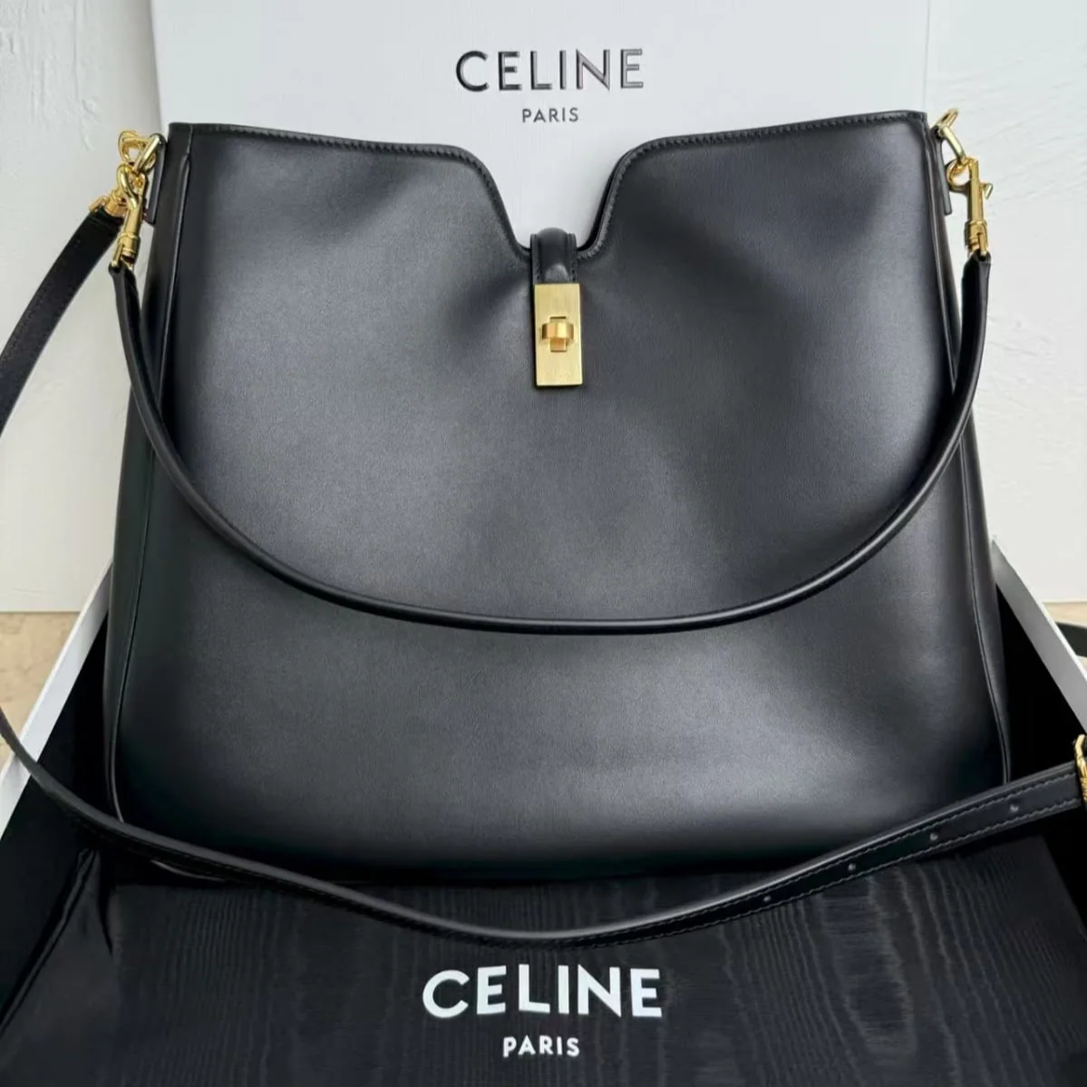 Camille 16 Soft Black Medium Bag front view 2