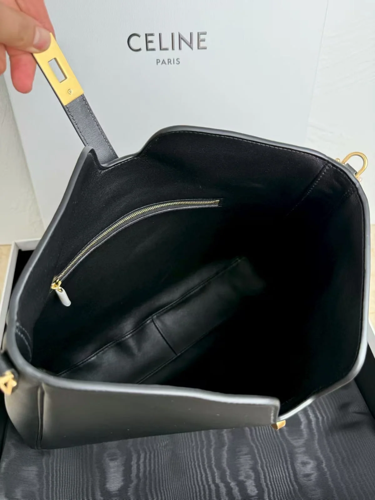 Camille 16 Soft Black Medium Bag interior view