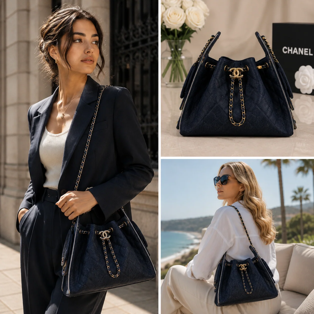 Chanel 25 Small Hobo in Denim with Gold-Tone Metal