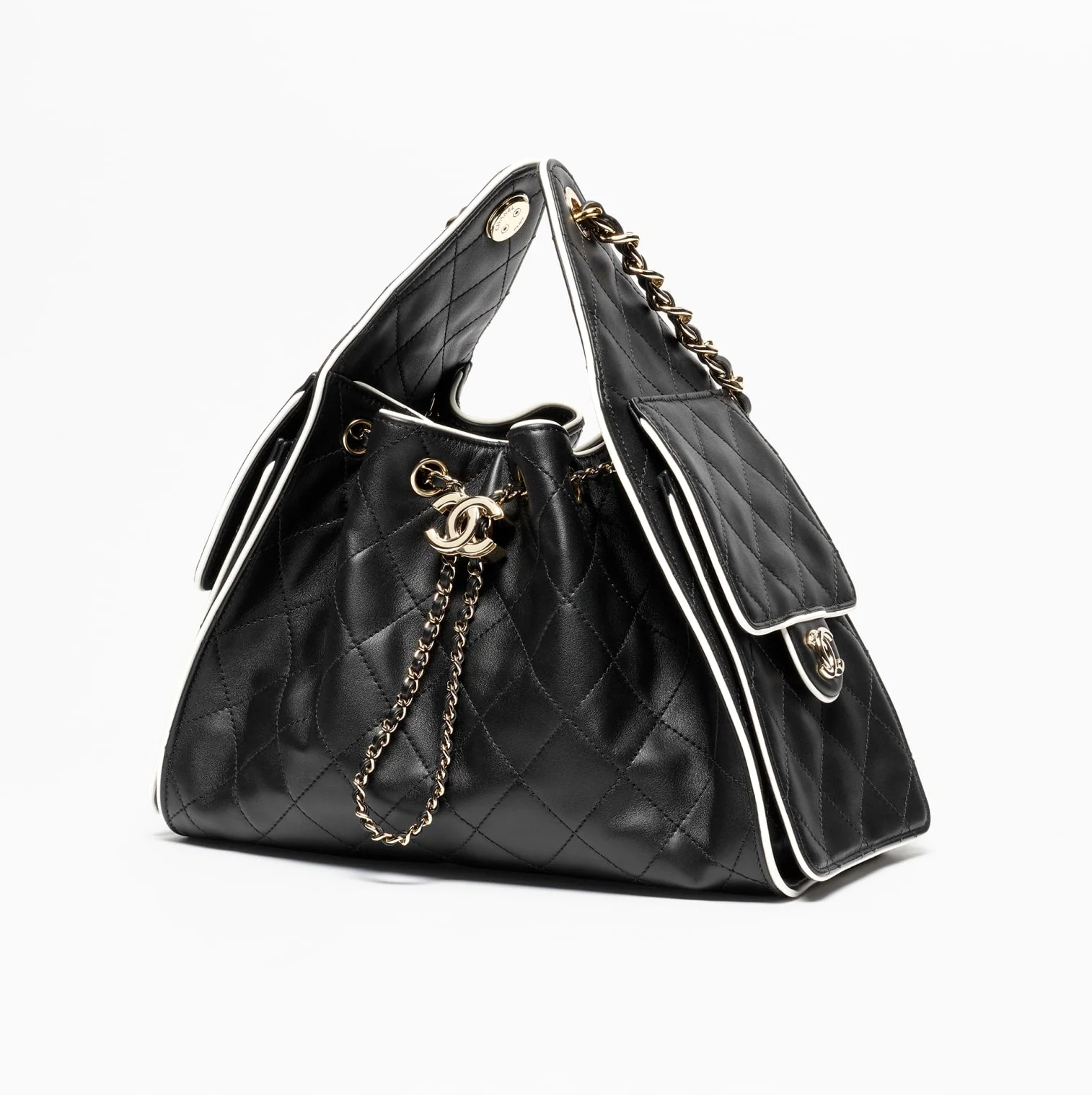 Chanel 25 Small Hobo AS5293 in Black & White