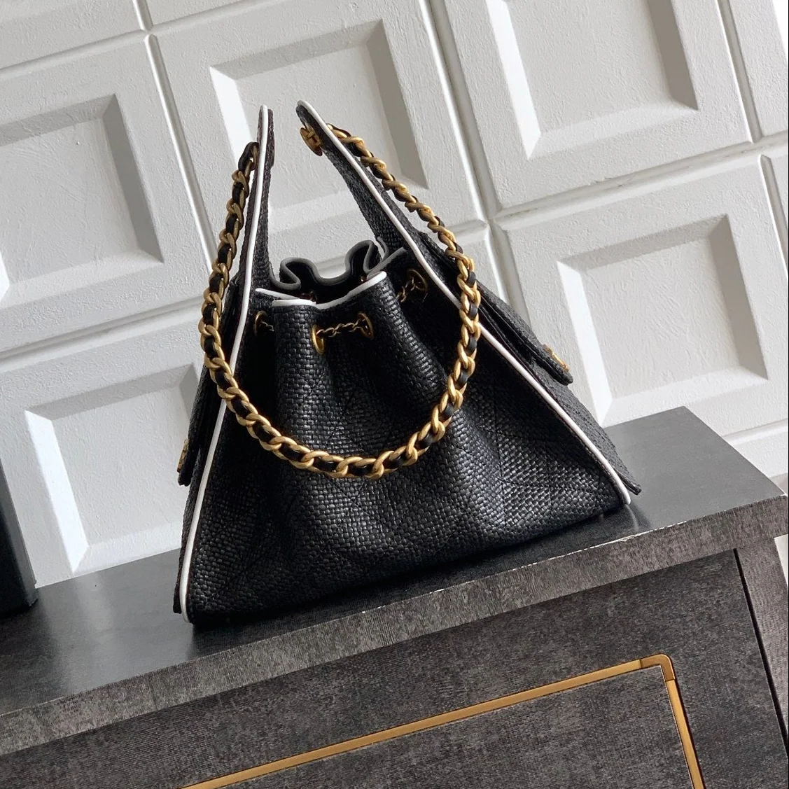 Chanel 25 Small Hobo in Black Braided Raffia