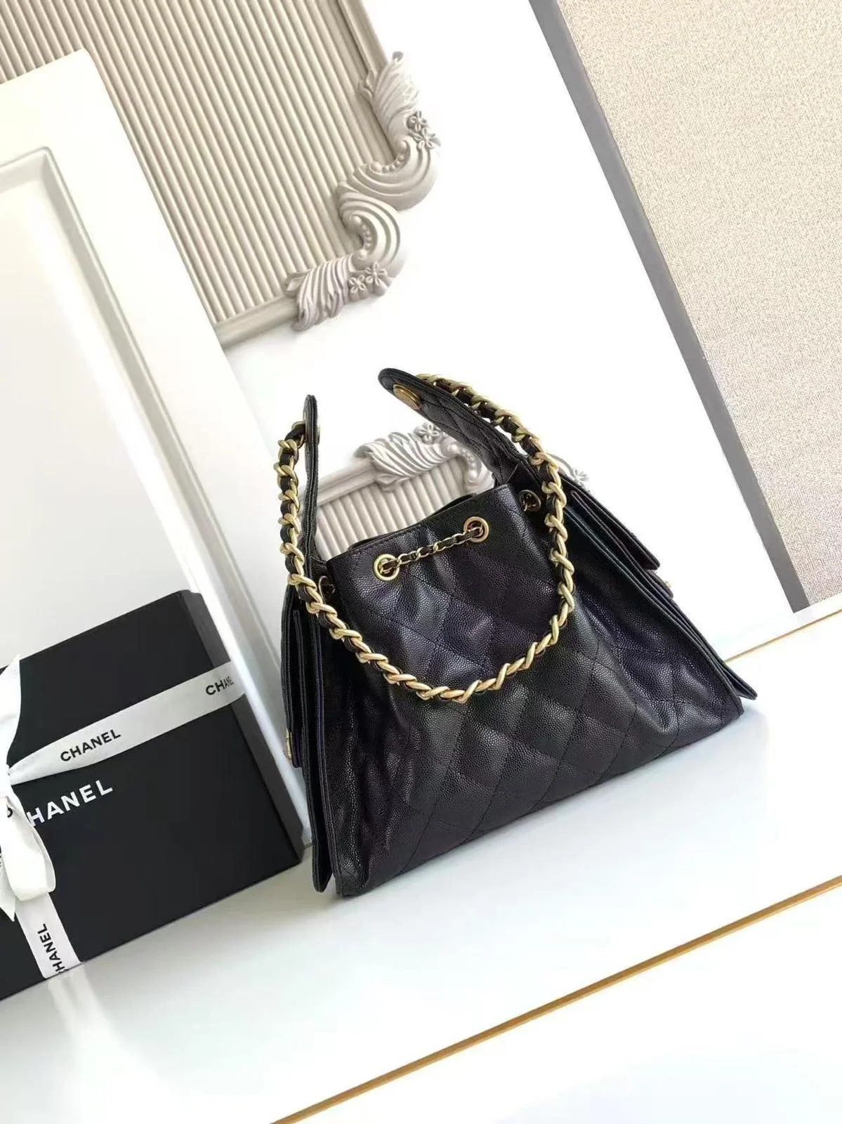 Chanel 25 Small Hobo in Black Calfskin