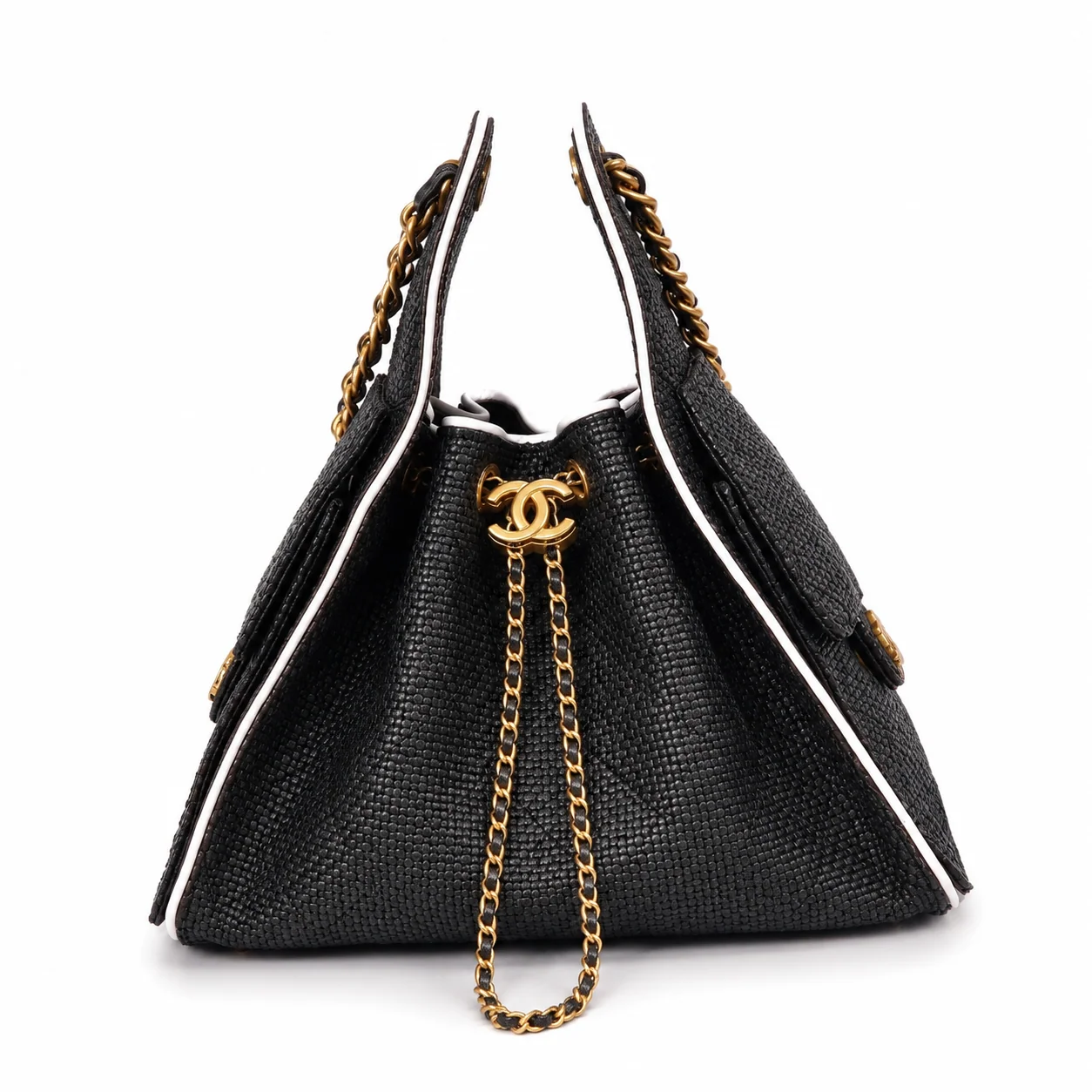 Chanel 25 Small Hobo in Black Braided Raffia