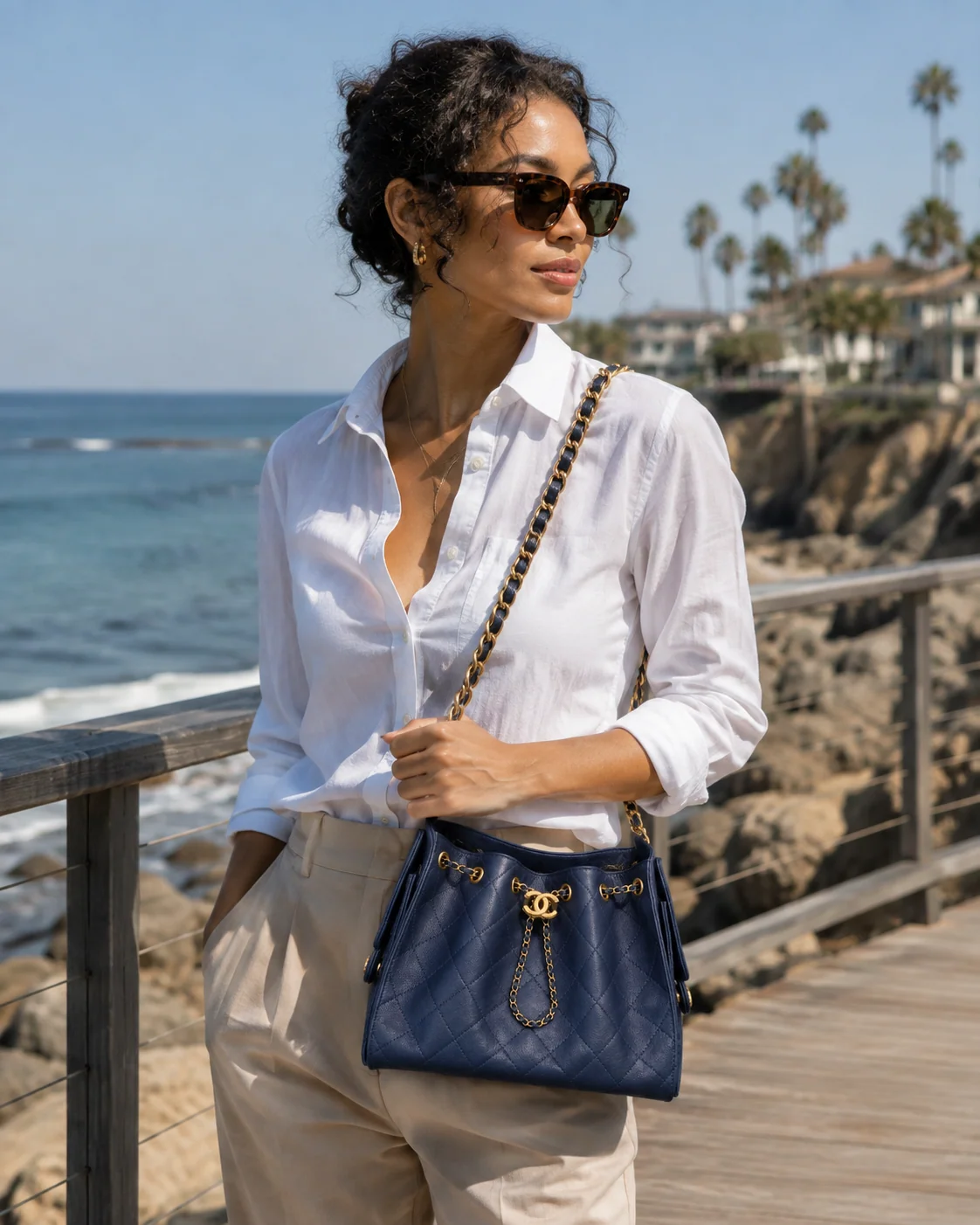 Chanel 25 Small Hobo in Navy Blue Calfskin