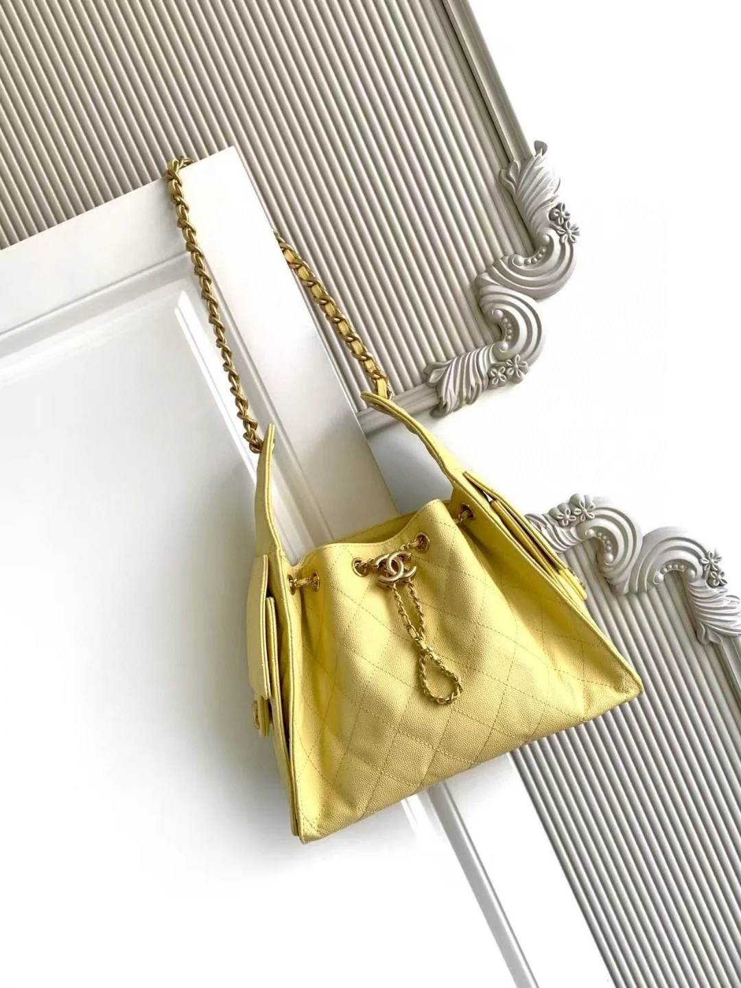 Chanel 25 Small Hobo in Yellow Calfskin