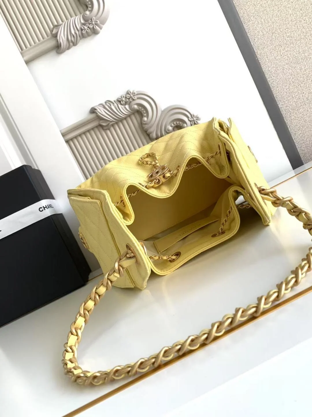 Chanel 25 Small Hobo in Yellow Calfskin