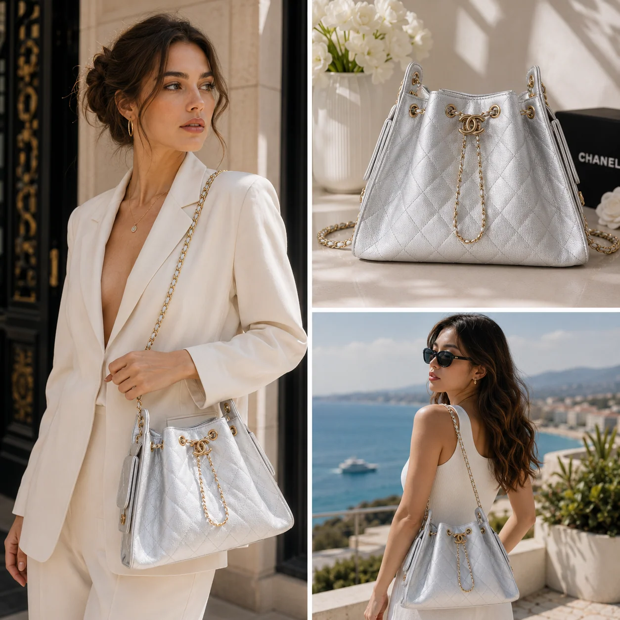 Chanel 25 Small Hobo in Silver