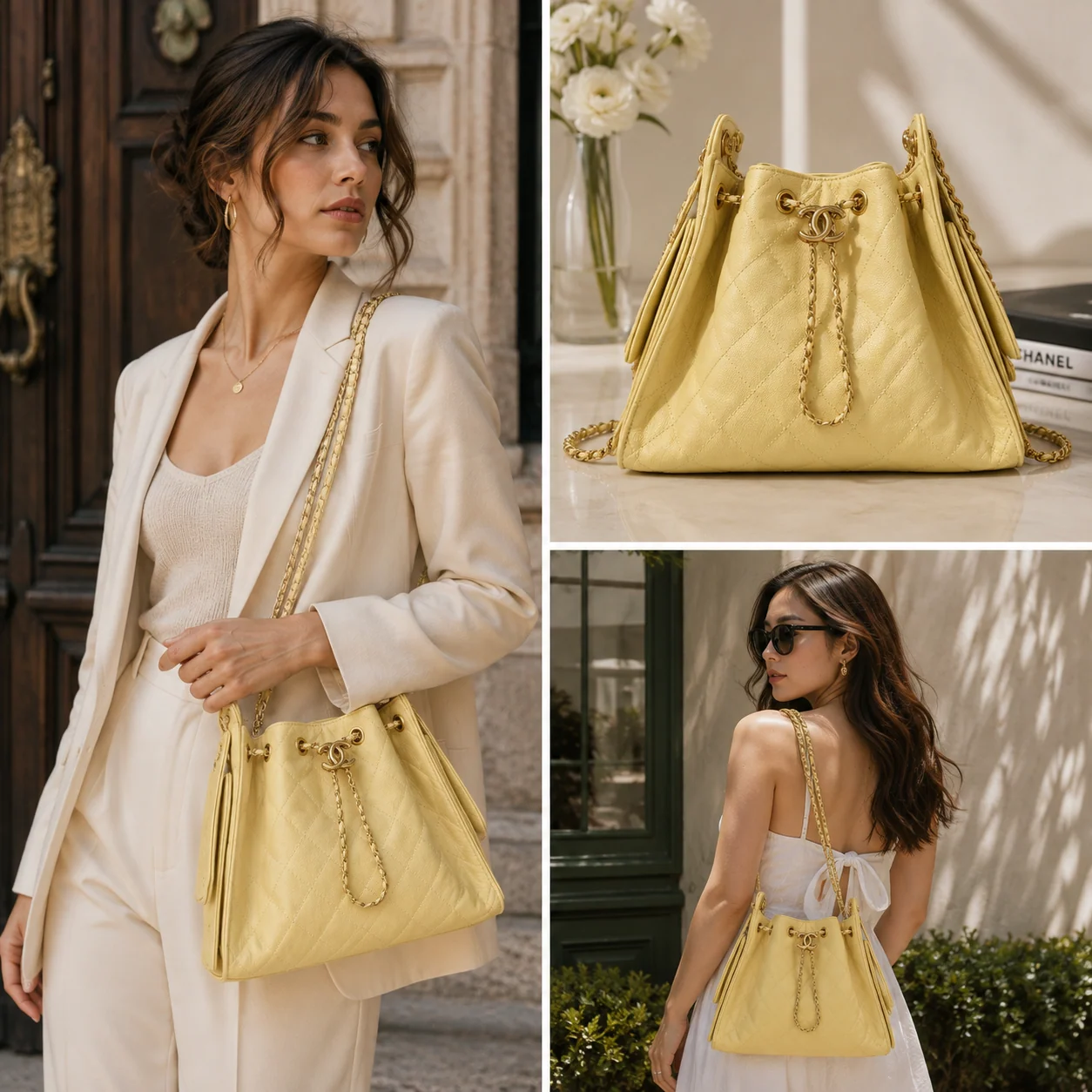 Chanel 25 Small Hobo in Yellow Calfskin