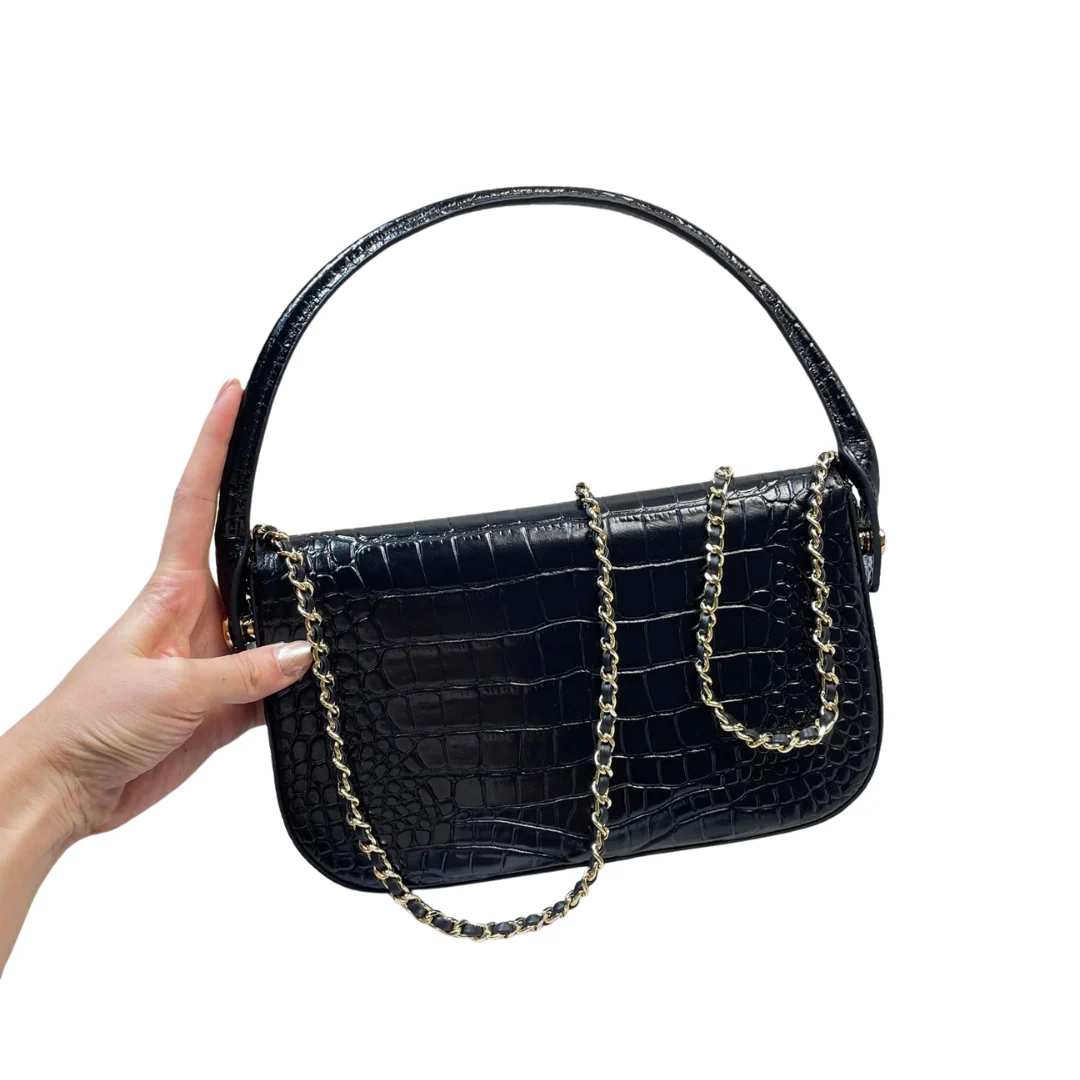Chanel Large Crocodile-Embossed Clutch in Black
